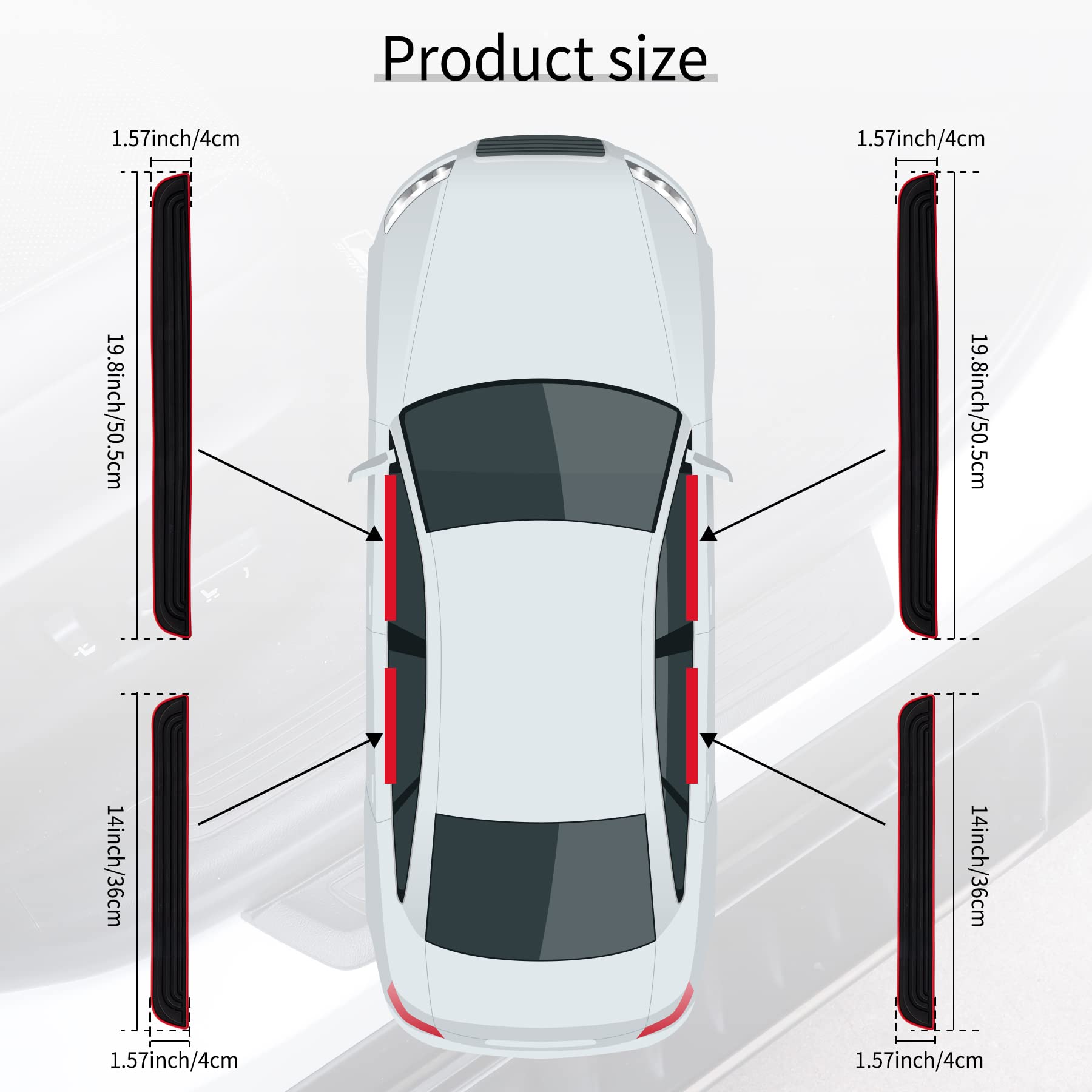 Singaro Car Door Threshold Protection, 4Pcs Door Edge Step Dust Shield Cover, Door Width 19.8X1.57Inch Car/Suv Universal Rubber
