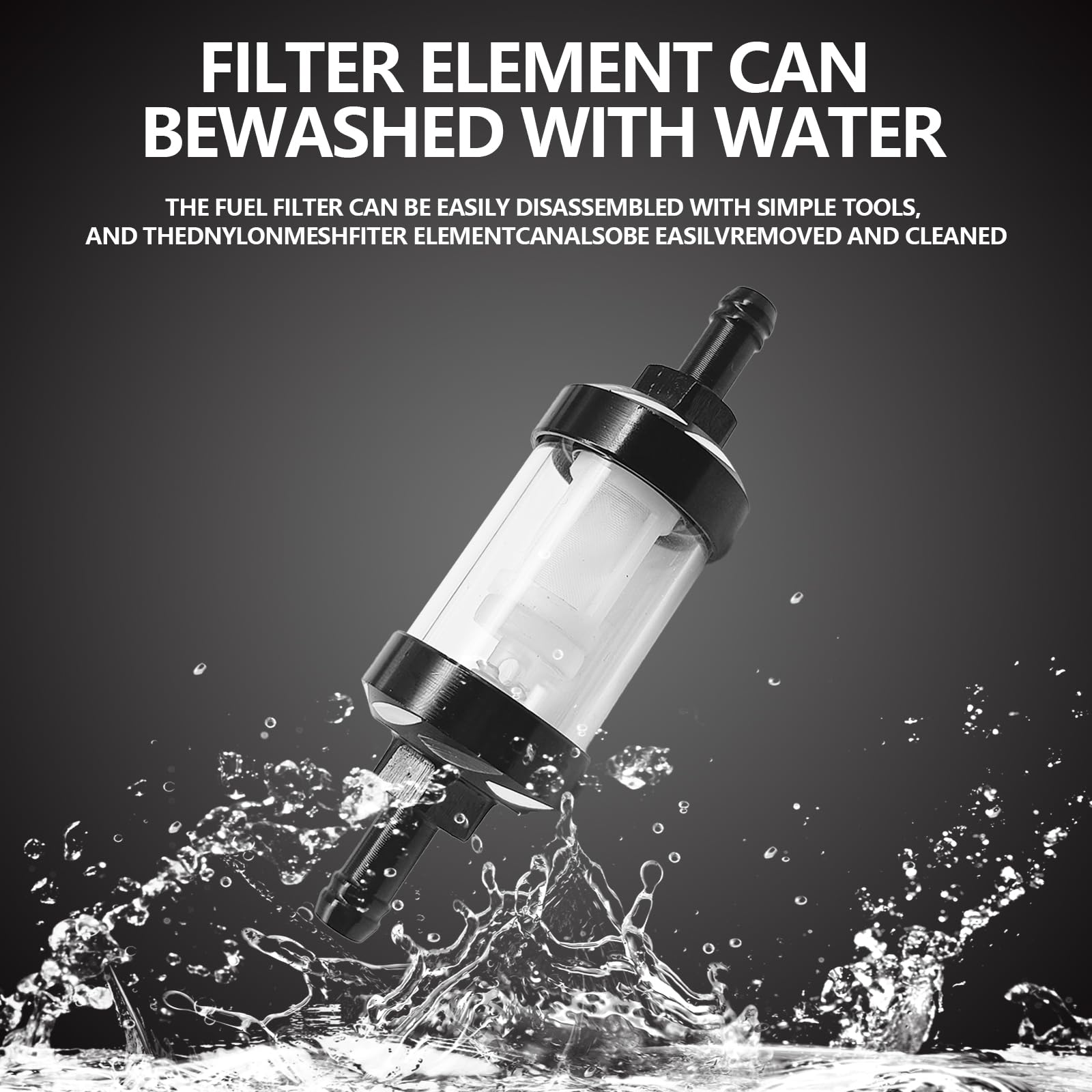 Icyhaws Automotive Fuel Filter, Detachable Washable Metal Glass Vehicle Inline Waterproof Fuel Filters 1.1'' X 3.46'' X 0.31'' U