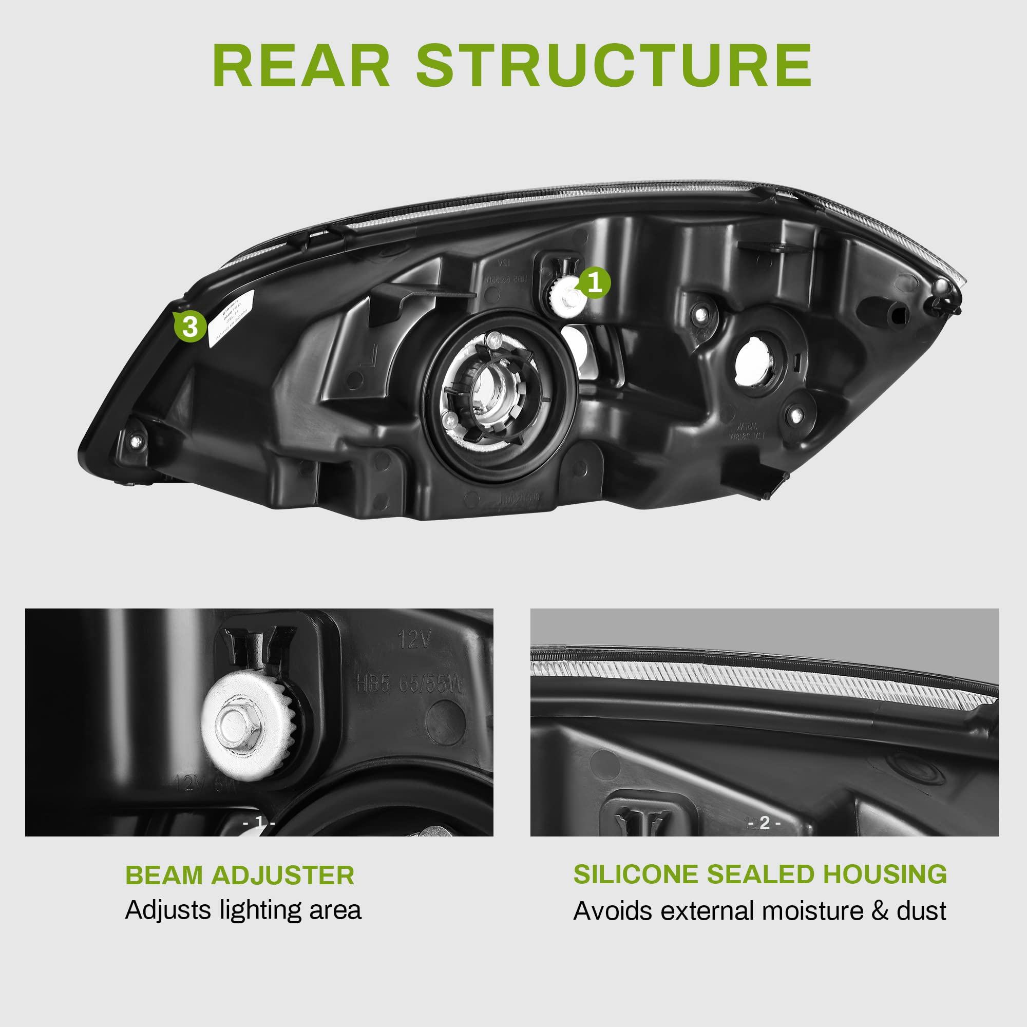 Autosaver88 Headlights Assembly Compatible With 2005-2010 Chevy Cobalt/ 2005-2006 Pontiac Pursuit/ 2007-2009 Pontiac G5 Black Ho