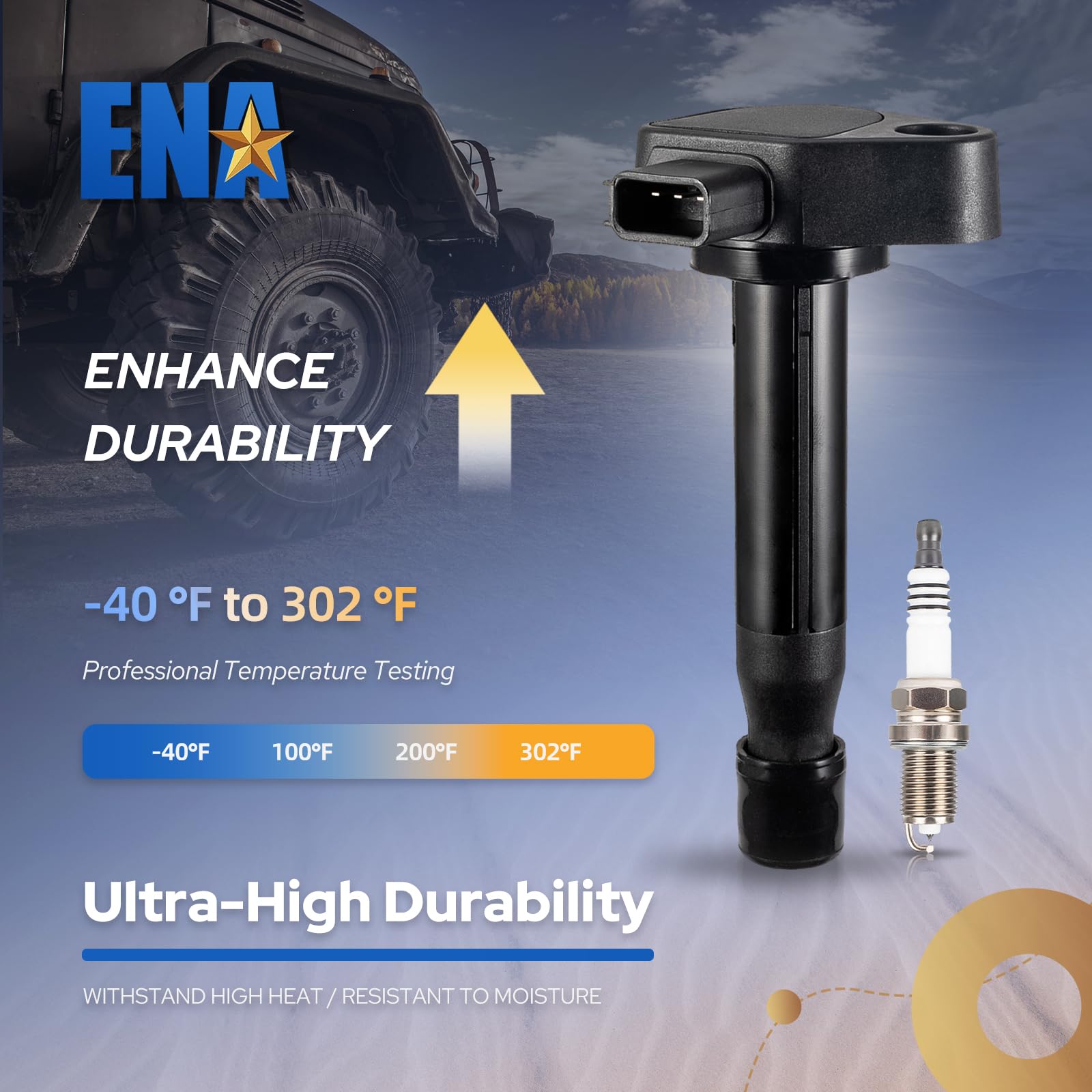 Ena Ignition Coil Uf242 & Spark Plug 4503 Compatible With Honda Accord 3.0L 2000-2002 Odyssey 1999-2010 3.5L Acura Cl 2001-2003