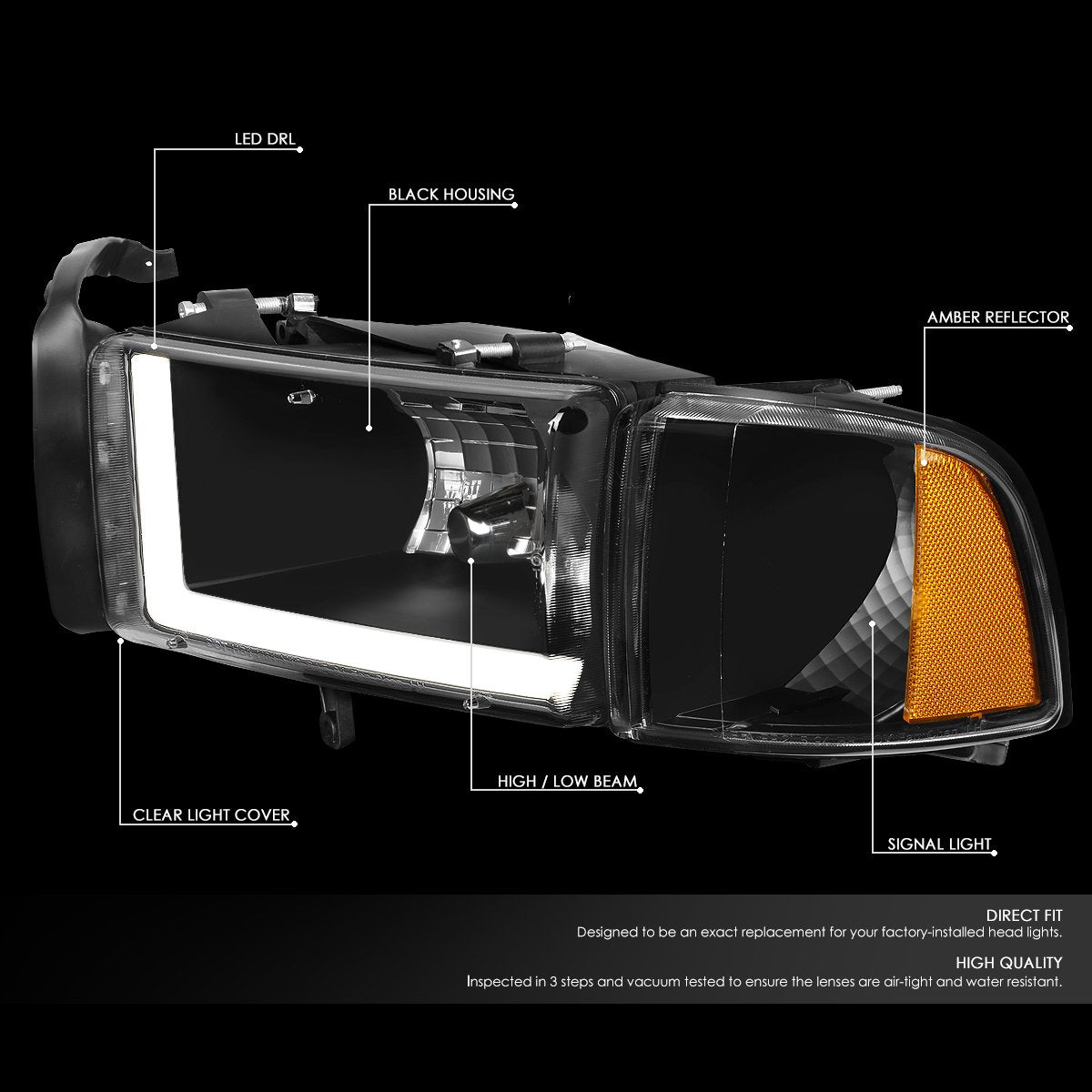 Dna Motoring Hl-Oem-Dr94-Left Pair Of Oe Style Headlight [For 94-02 Dodge Ram Driver Side]