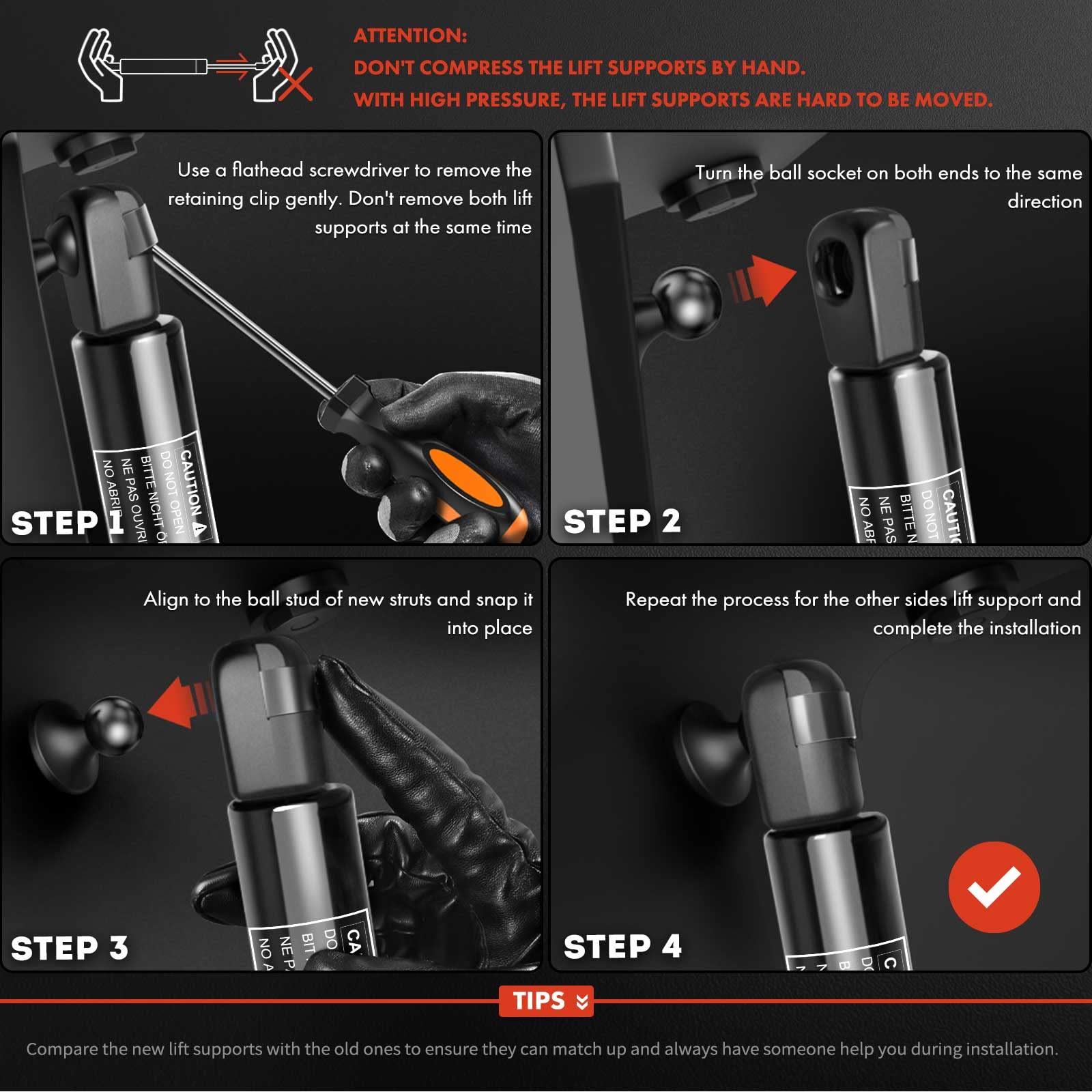 A-Premium Tailgate Rear Trunk Lift Supports Shock Struts Compatible with Select Chevrolet Models - Corvette 1997-2013 Convertible 2-Door - Replace# 15843995, 10278149(2PC Set)