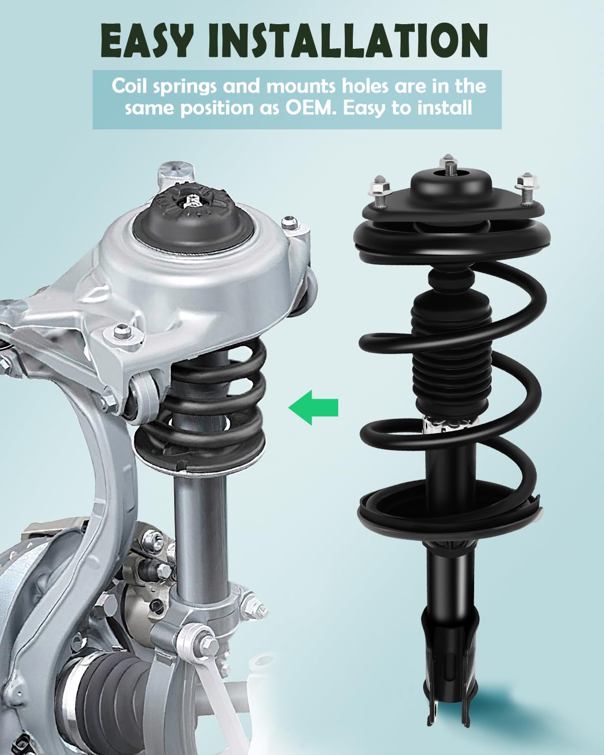 Scitoo Front Complete Struts Spring Assembly Shocks Struts Fits For Mitsubishi Lancer 2002-2007 Quick Struts 172142 - Set Of 2