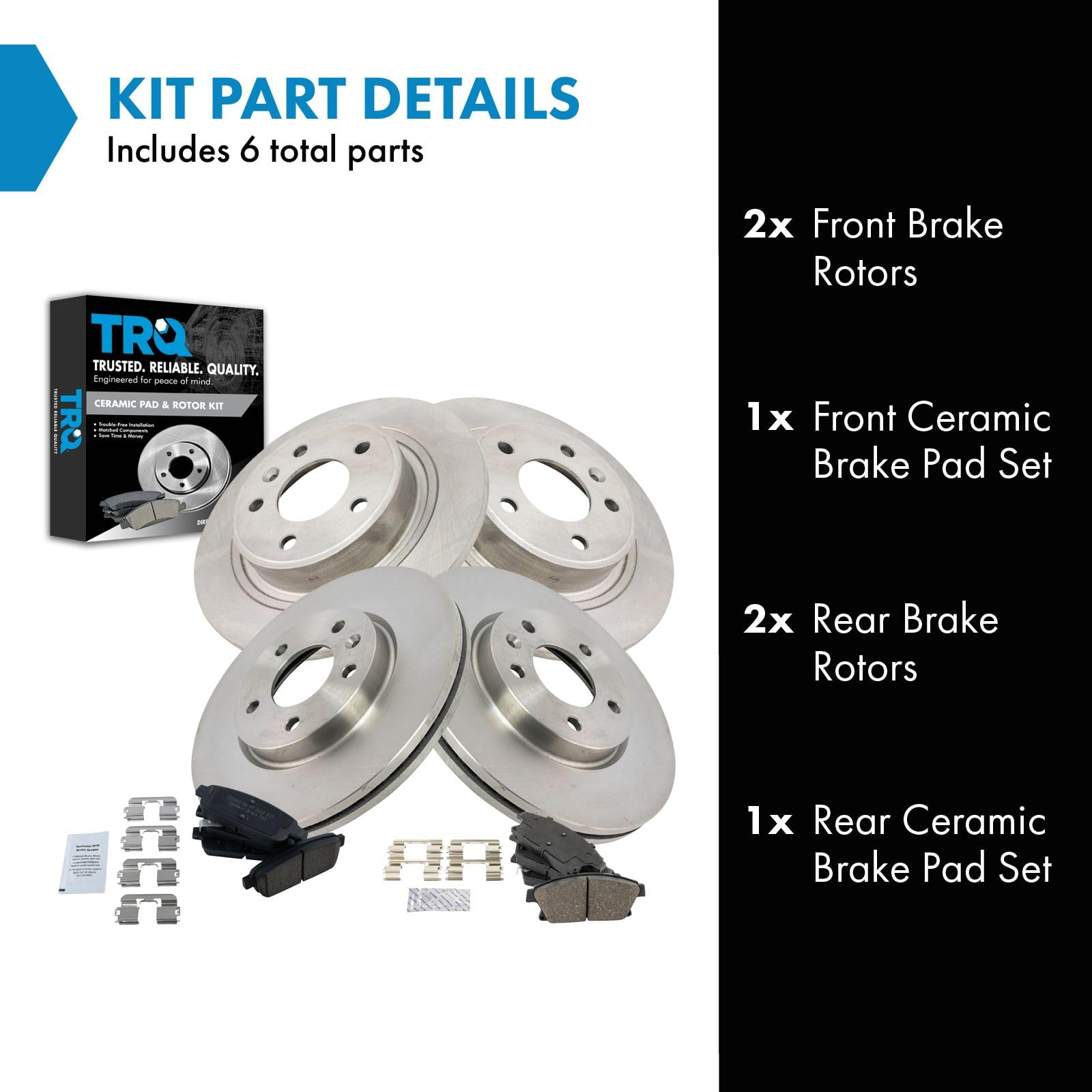 Trq Front And Rear Brake Pad & Rotor Kit Brake Pads Brake Rotor Ceramic Compatible With 2012-2017 Buick Verano 2014-2015 Chevrol
