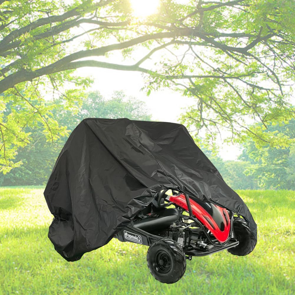Qymoto 2-Seater Kids Go Kart Cover,Coleman Kt196 All Weather Protection,Heavy Duty 420D,Outdoor Waterproof Windproof For Coleman,Baja,Trailmaster,Mudhead,Tao Tao Go Kart Covers Size 67' Lx 45'Wx 47' H