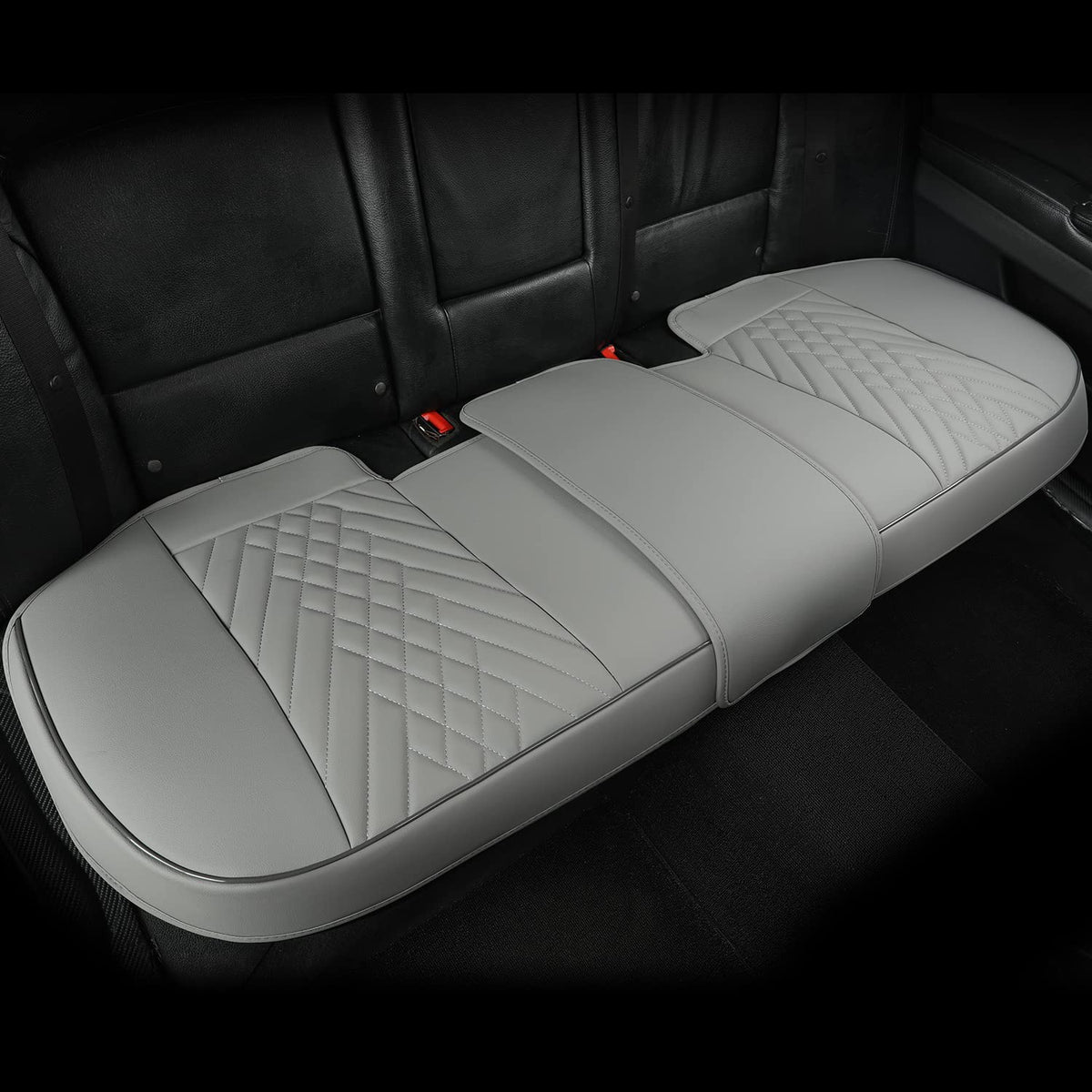 Giant Panda Premium Pu Leather Rear Car Seat Cover Protector, Luxury Adjustable Anti-Slip Bottom Bench Seat Cover (50~55.5''),Fi