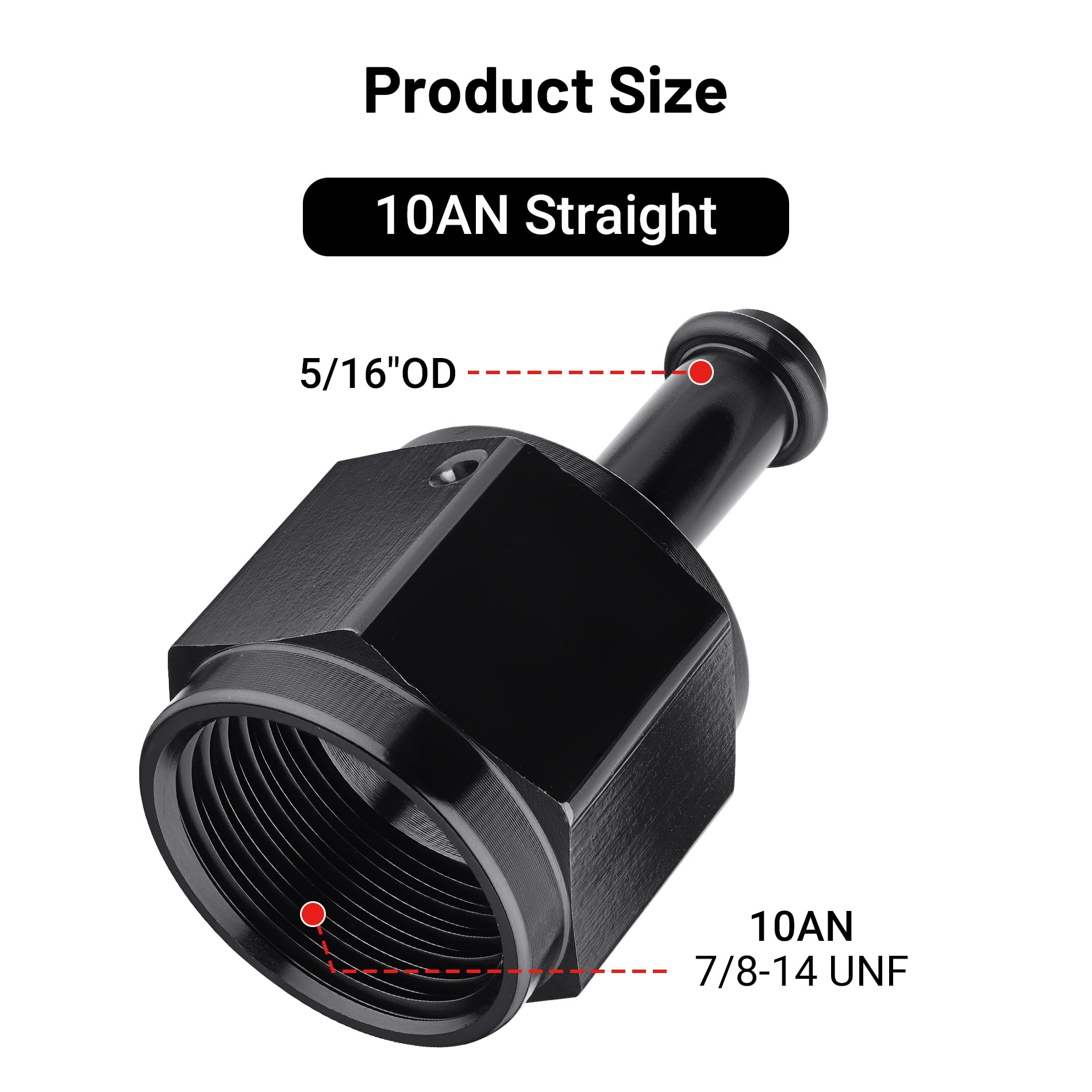 EVIL ENERGY 10AN Female to 5/16'' Barb Hose Fitting Straight Swivel 2PCS