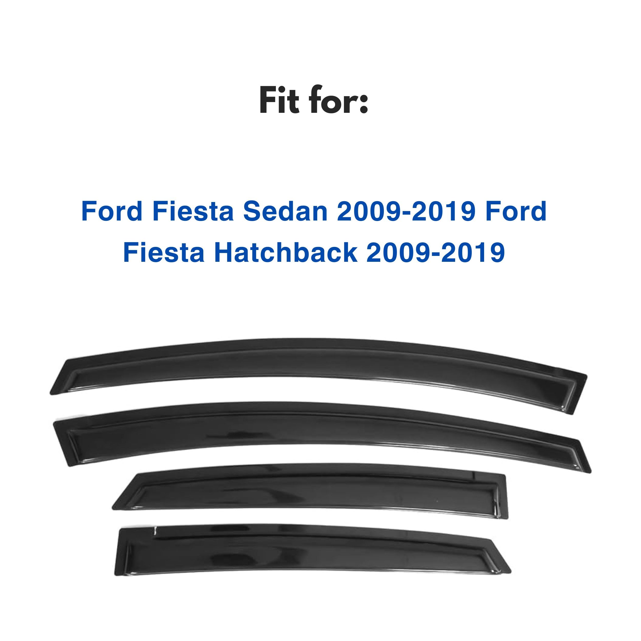 Ig Window Visor For Ford Fiesta Hatchback 2009-2019, Rain Guard Tape-On Side Vent Window Deflector Mugen Style, 2009 2010 2011 2