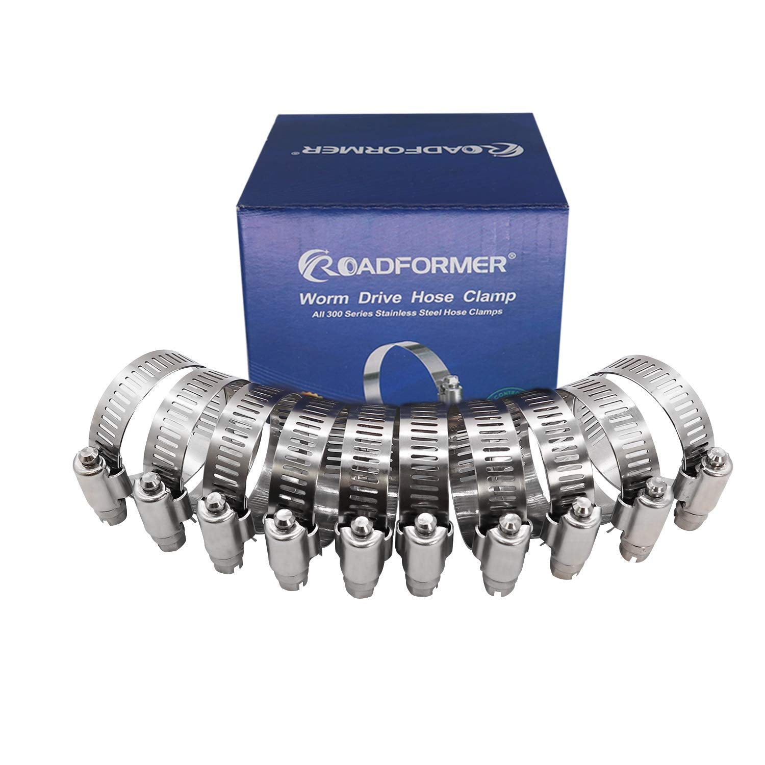 Roadformer 2.5'' Worm Gear Hose Clamp - Sae 40 Size, Full Stainless Steel With 1/2'' Band Width, Working Range 52Mm - 76Mm Hose
