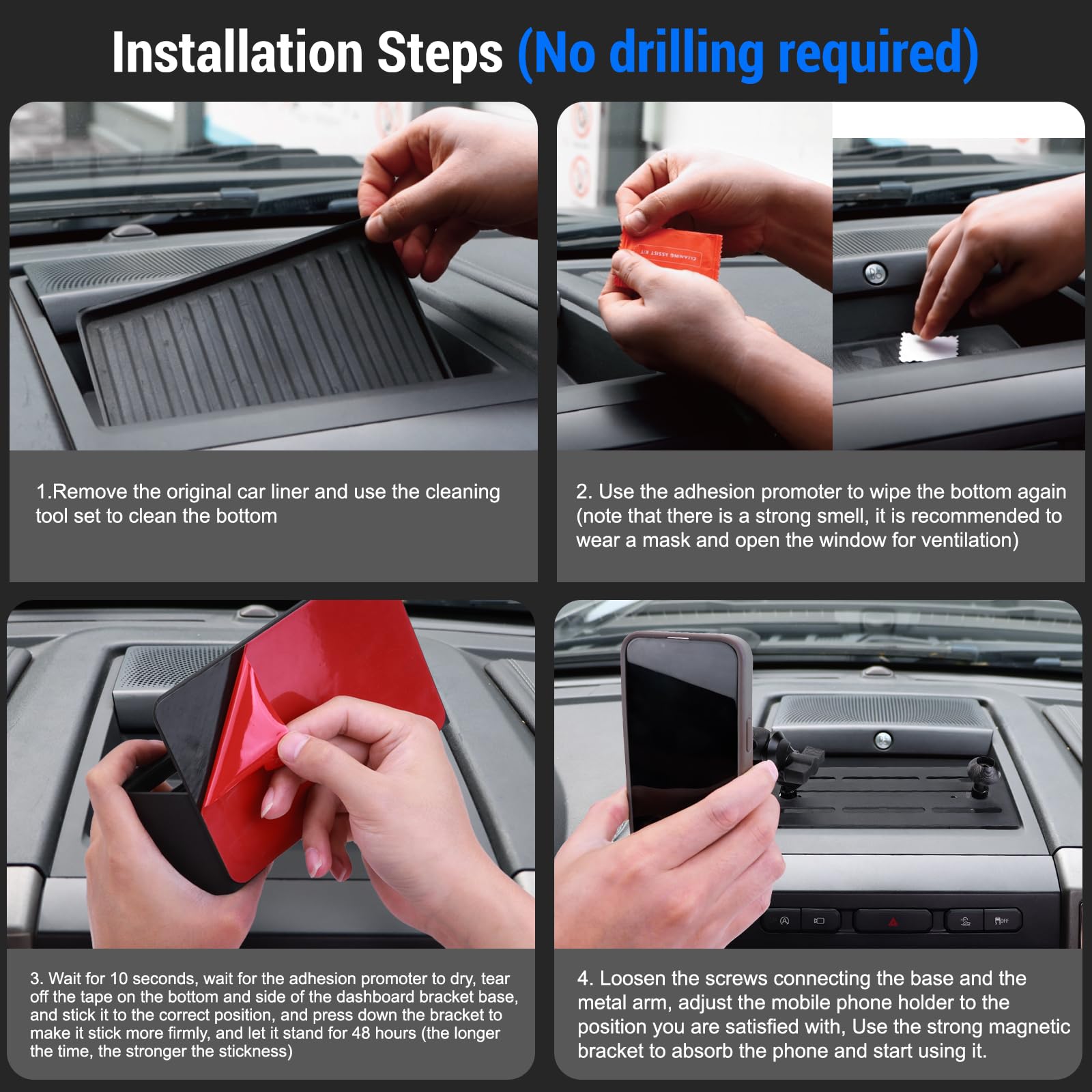 Surfcabin Magnetic Dash Phone Holder for F150, No Punching Required Phone Mount Compatible with 2015-2020 F150 2017-2022 F250 F3