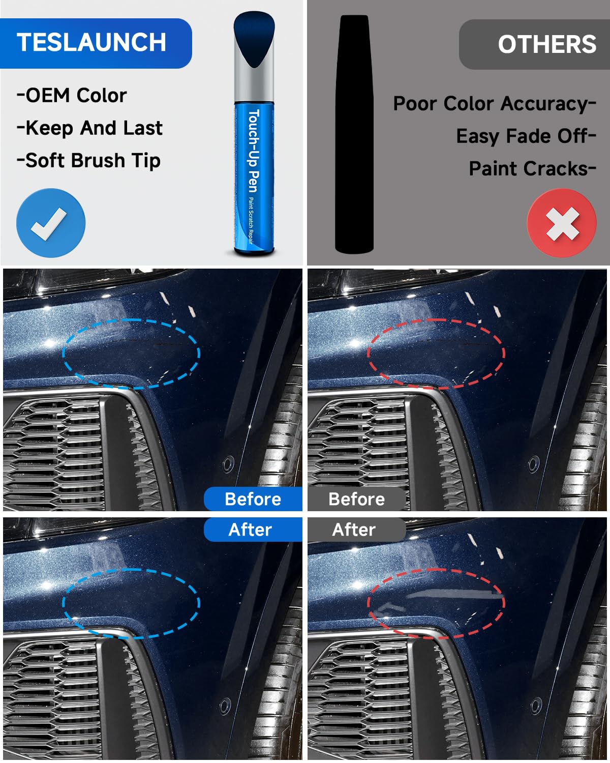 Teslaunch LX5H/2D Navarra Blue Metallic Touch Up Paint Compatible With Audi Exact Match Car Paint Pen Scratch Repair
