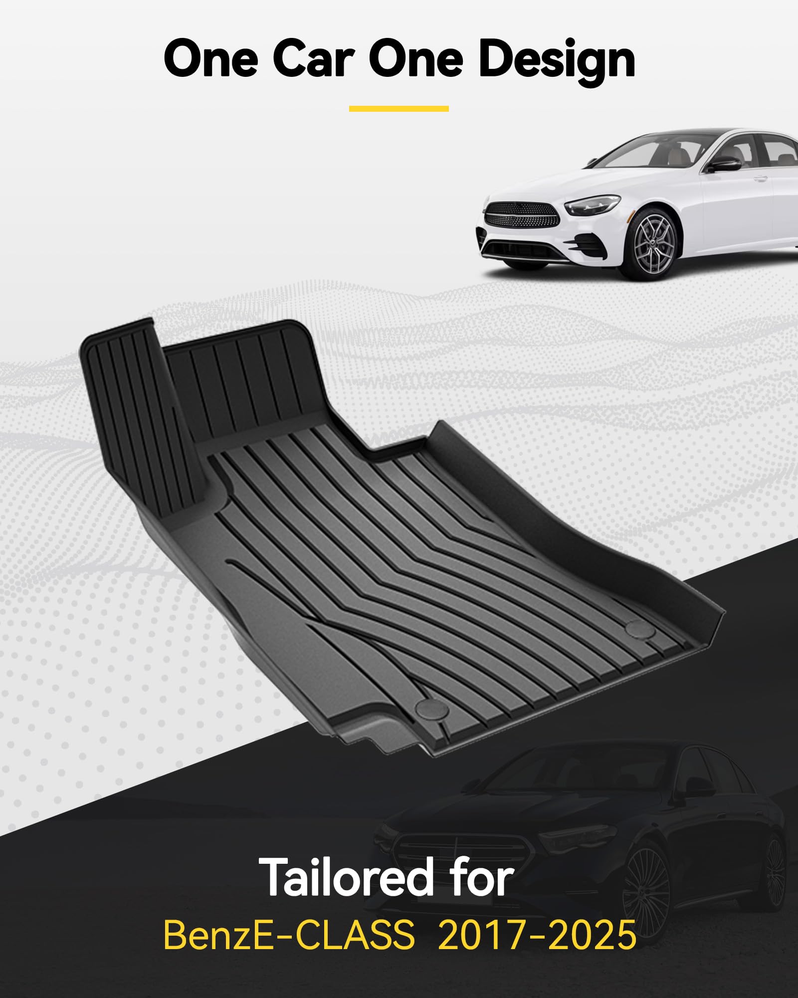 3W Floor Mats Fit For Benz E-Class 2017-2023 2024 2025 Tpe All Weather Custom Fit Floor Liner For E300 E320 E400 E350 E63 E550,