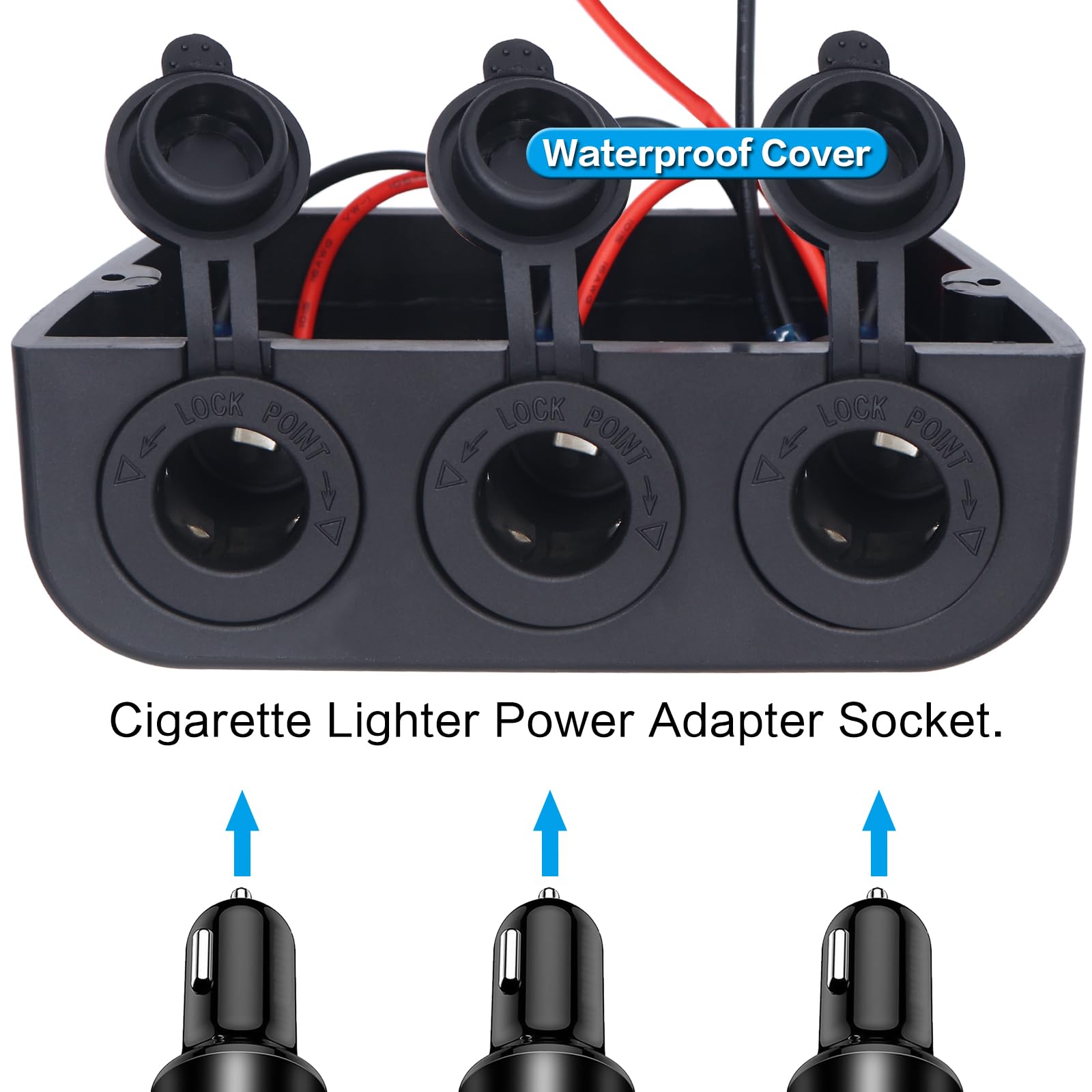 iztor 12-24V 3 Hole Tent Type Power Distribution Sockets Cigarette Lighter Splitter Power Adaptor Combination Automotive Accesso
