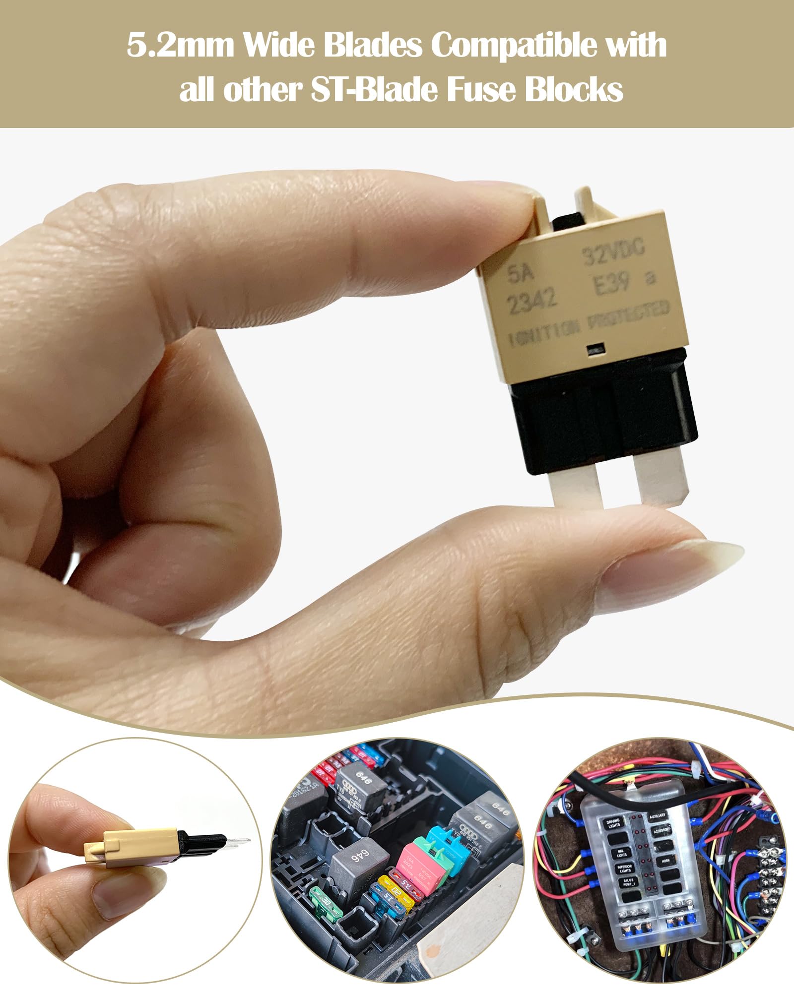 Standard Blade Car Fuse 5A Resettable Automotive Fuse Atc Ato Manual Reset Fuses Manual-Reset Blade Circuit Breaker For Boat Tru
