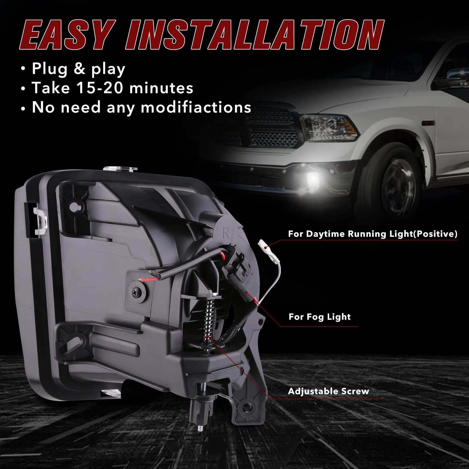 Bicyaco Upgraded Led Fog Light With Daytime Running Lights For Dodge Ram 1500 2013 2014 2015 2016 2017 2018 Pickup 2019 Dodge Ra