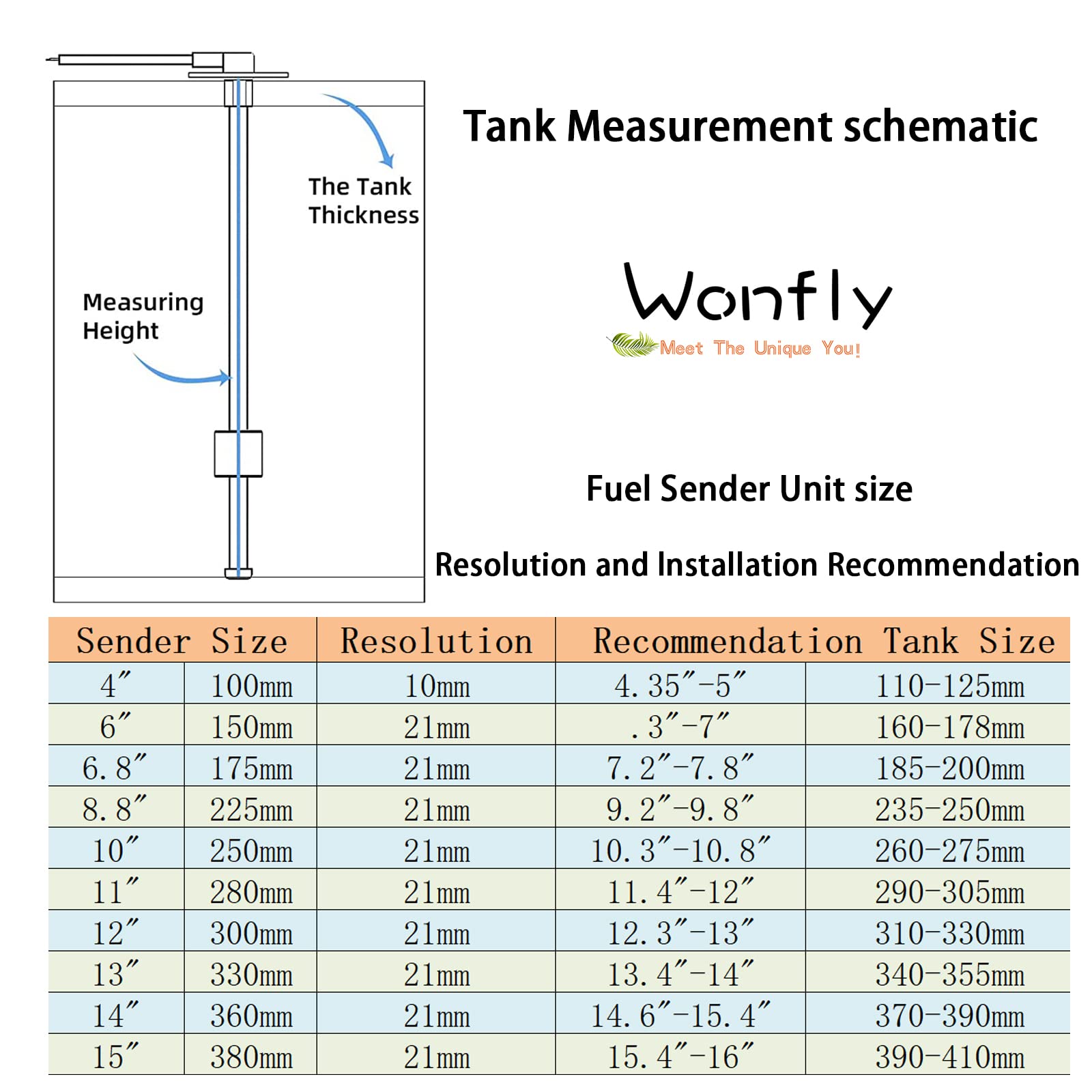 Wonfly Stainless Fuel Sender Unit, 240~33ohm 6.8'' (17.5CM) Marine Boat Fuel Tank Sending Unit Water Level Gauge Sensor 5 Hole f