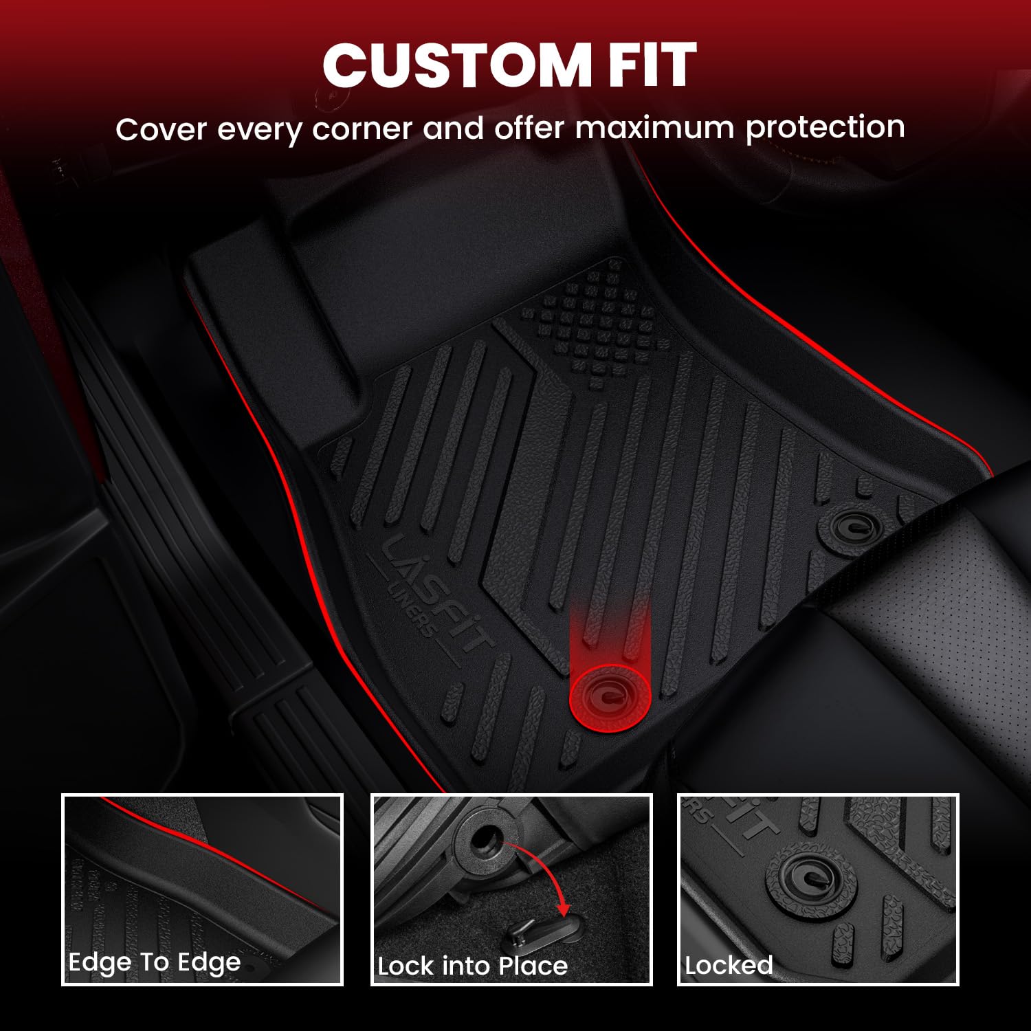 Lasfit Floor Mats & Cargo Mat For Nissan Sentra 2014-2019, Custom Fit Tpe All Weather Easy Clean Durable No-Curling Floor Liners