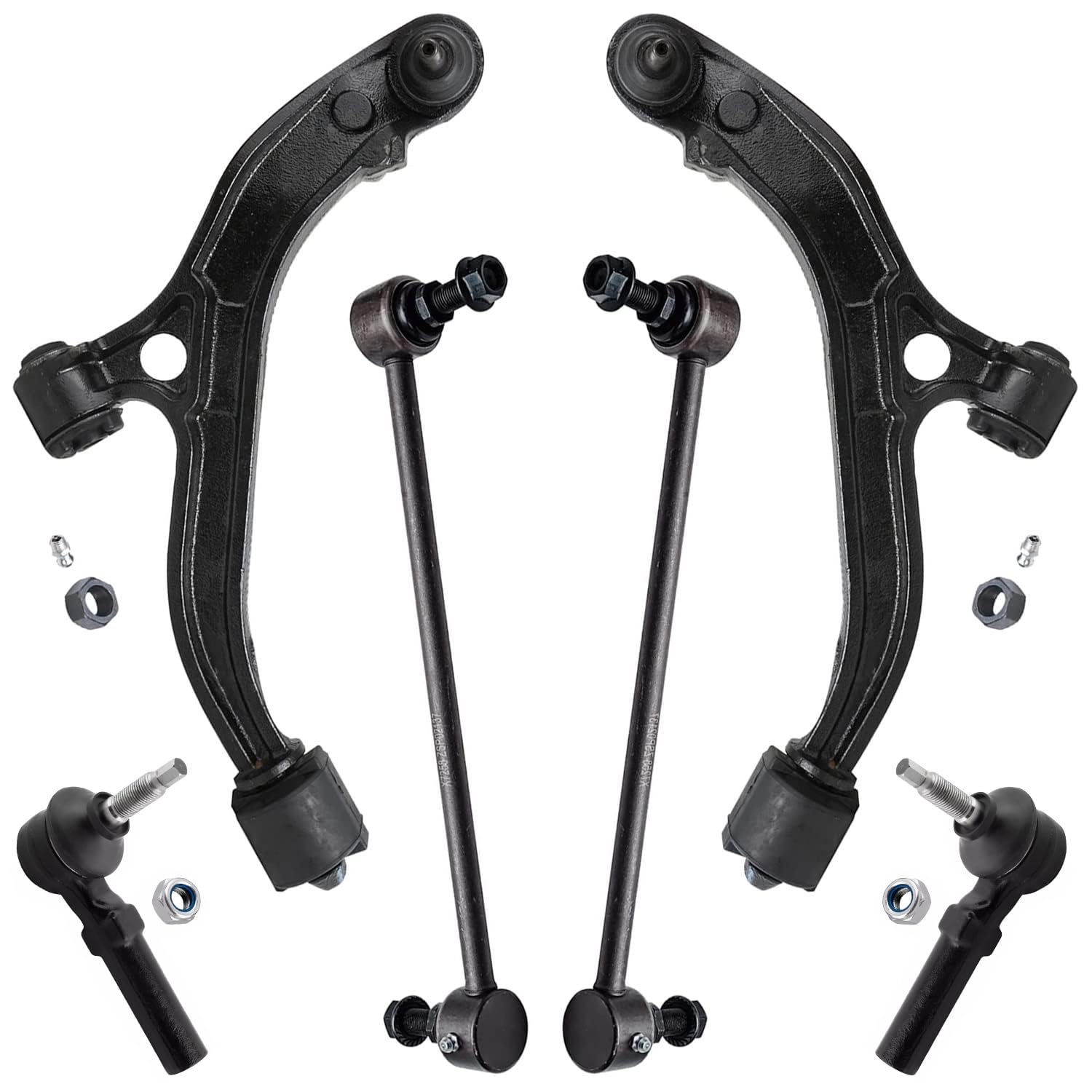 Detroit Axle - Front 6pc Control Arms Kit 2001-2004 Dodge Grand Caravan Chrysler Town & Country, 2001-2003 Voyager, 2 Lower Cont