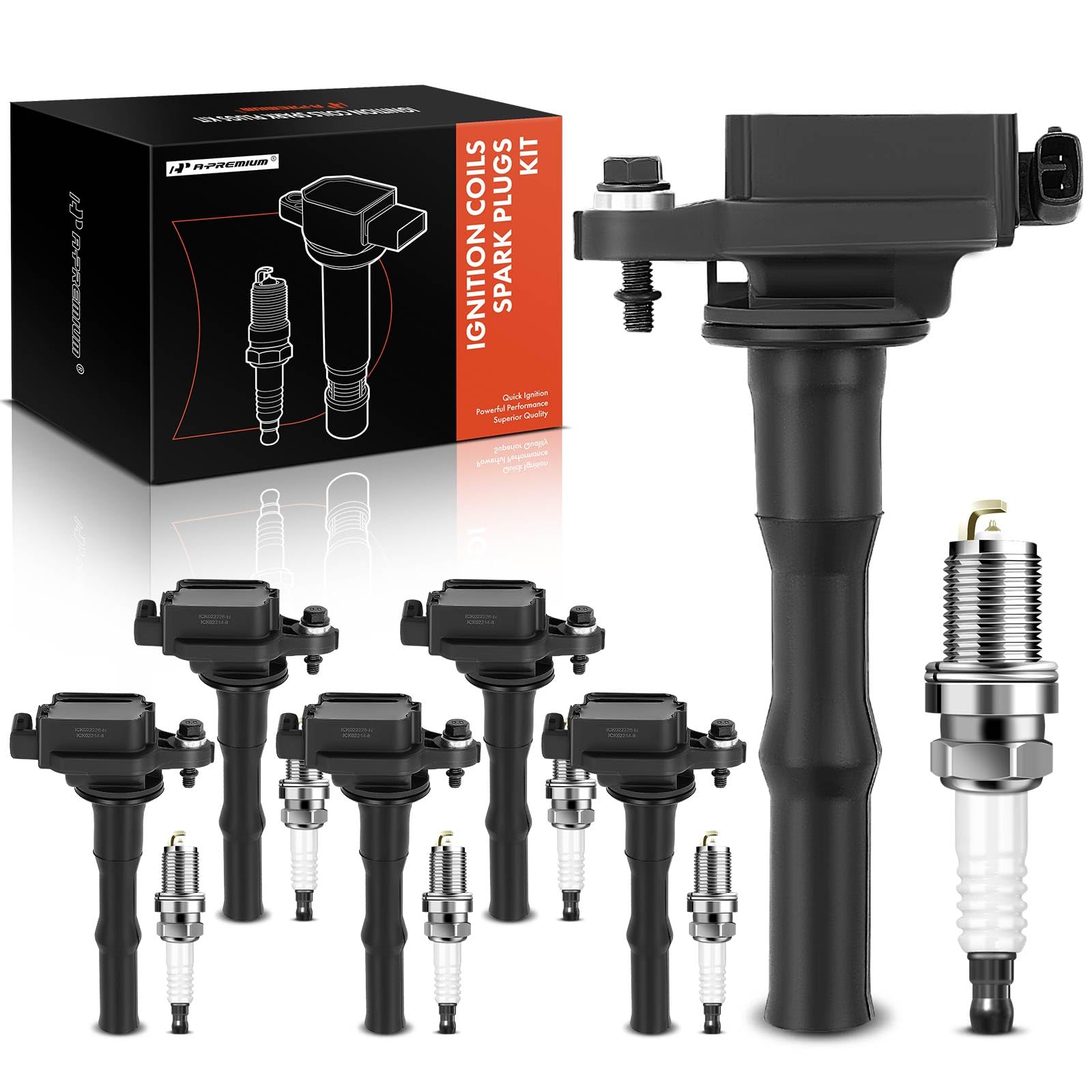 A-Premium Set Of 6 Ignition Coil Pack And Iridium Spark Plugs Compatible With Toyota Avalon 1995, Camry 1994-1995 & Lexus Es300