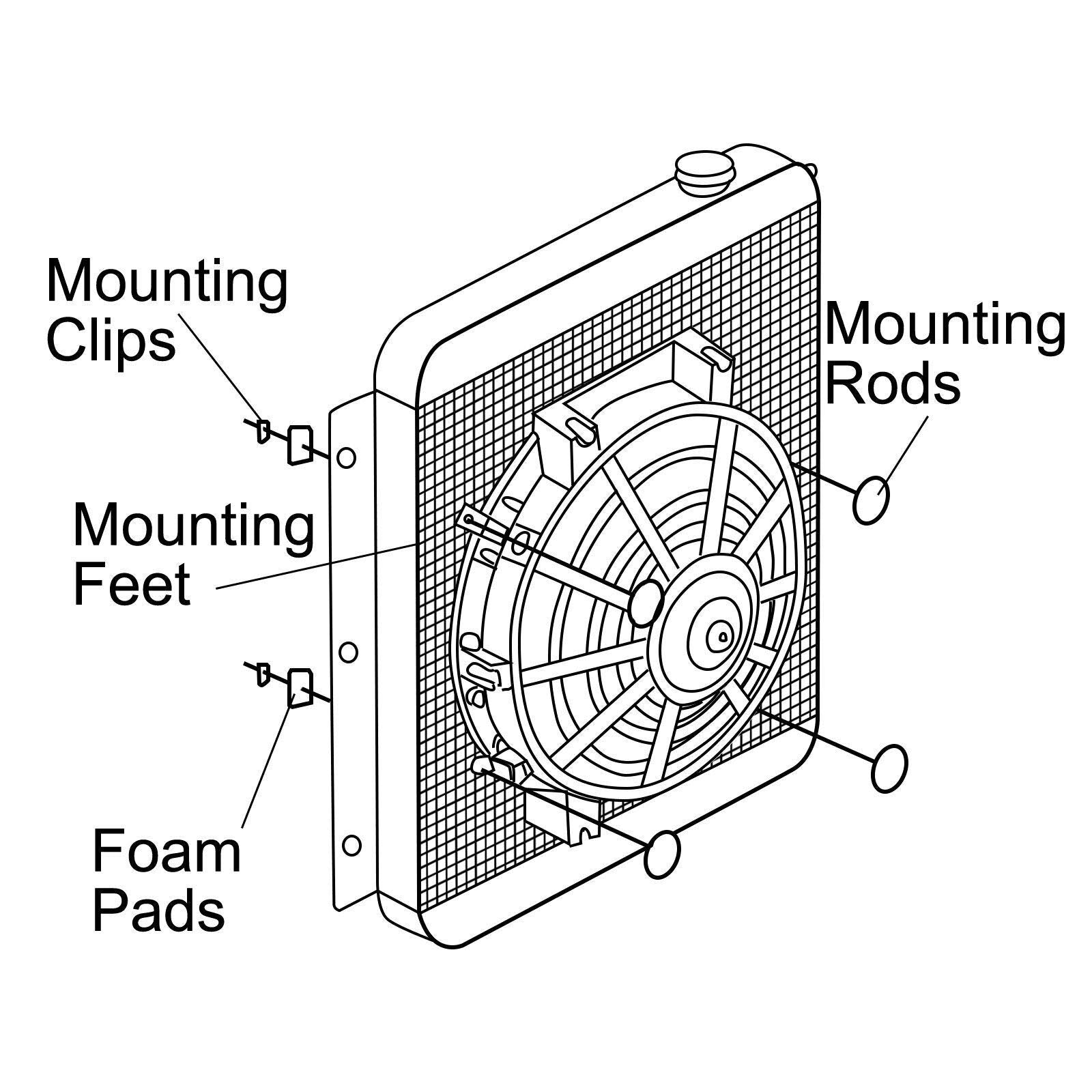 Fekuar 6 Inch Slim 650Cfm Radiator Cooling Fans Universal Slim Pull Push 12V 80W Direct Replacement Electric Fan With Mount Kit