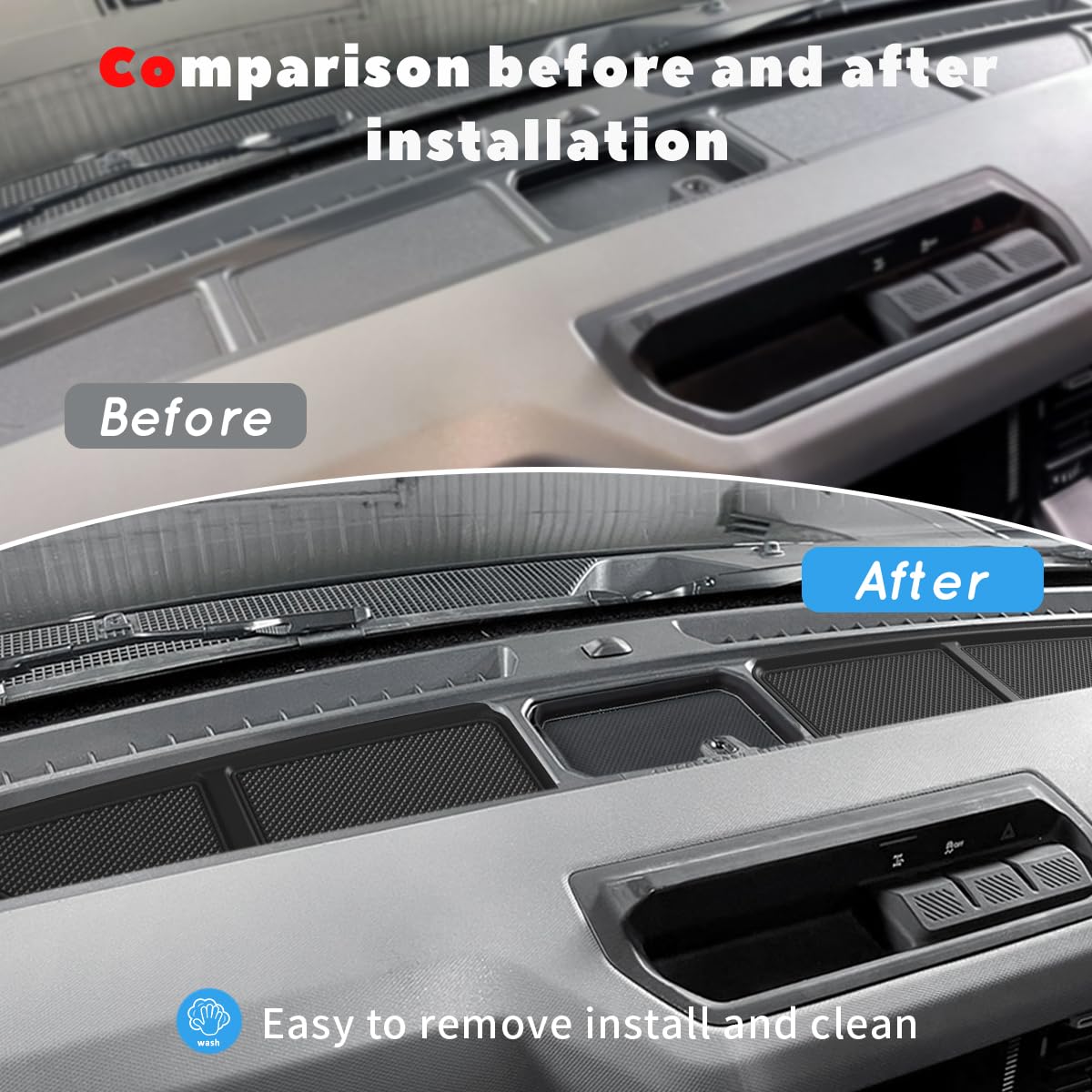 Auovo Dash Cover Tray Compatible with Ford Bronco Accessories 2021 2022 2023 2024 Anti-Slip Silicone Car Dashboard Compartments