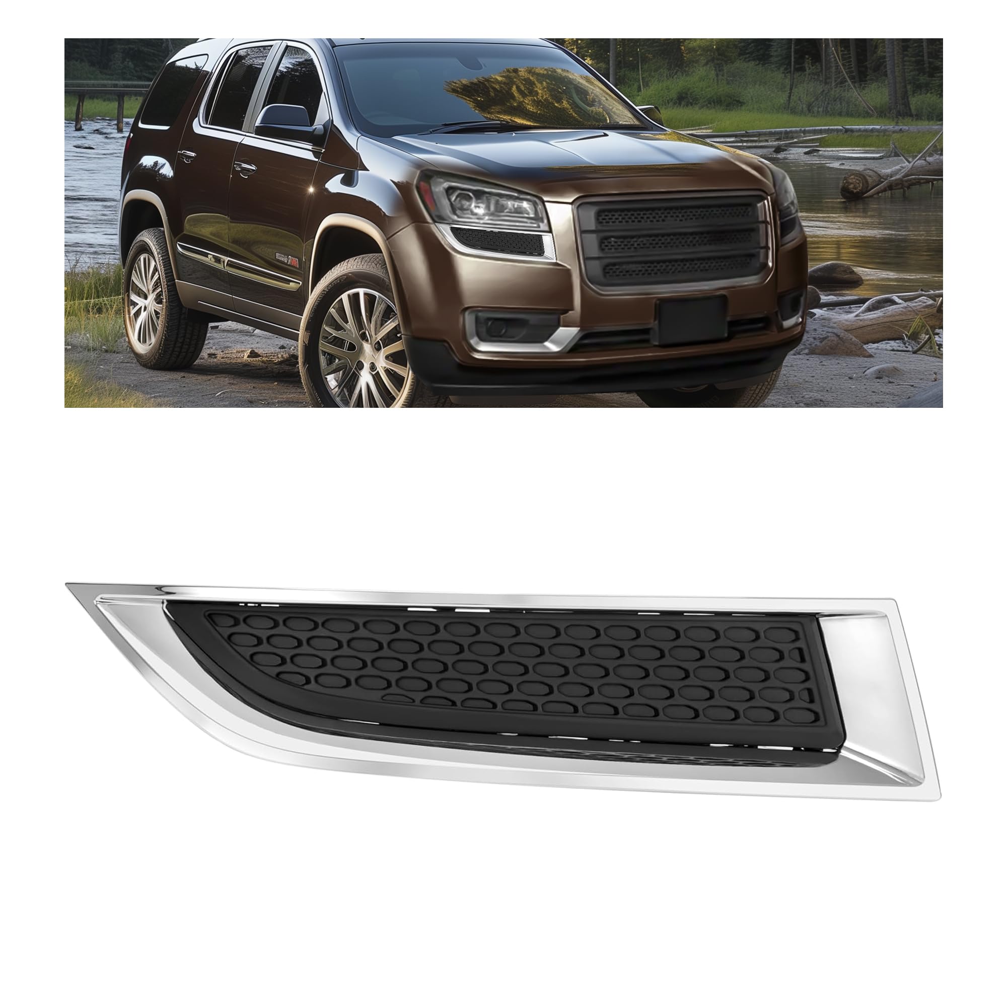 KUAFU RH Fog Light Bezel Compatible with 2013-2017 GMC Acadia Headlight Cover Bezel Replacement for 20982400 GM1039155 Headlamp 