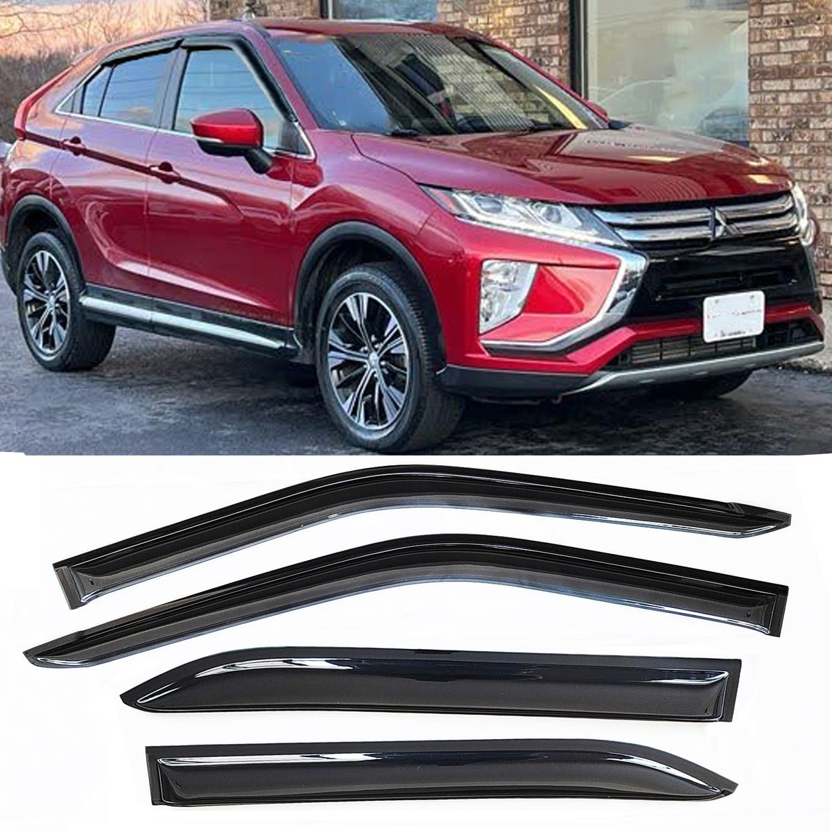 TONOYTIM Window Visors Rain Guards Side Wind Deflectors Compatible with Eclipse Cross 2018-2024, Window Vent Guard Shade Sun Car