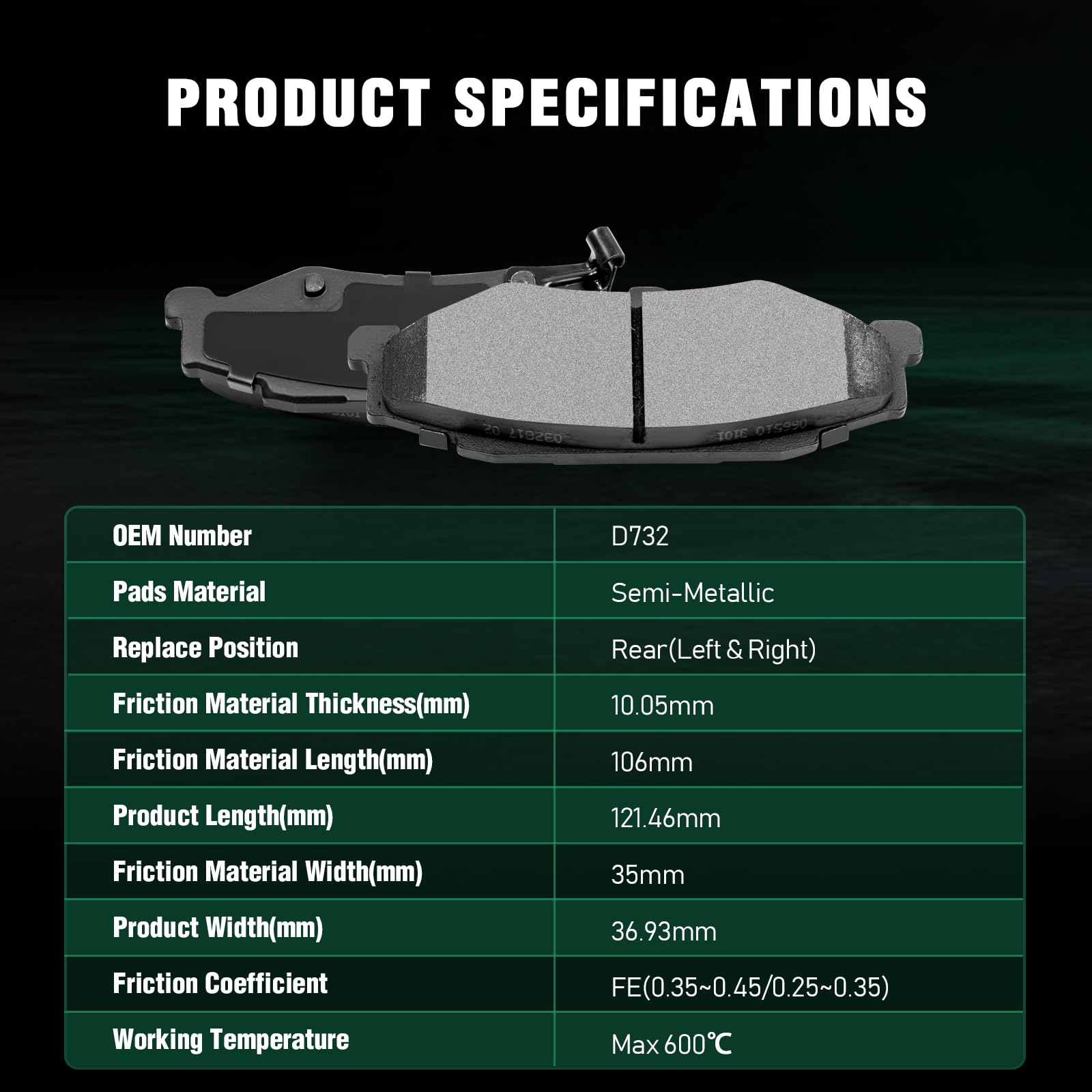 Automuto D731 & D732 Ceramic Brake Pads Kits, Front Rear Brake Pads Set Fit For 2004-2009 For Cadillac Xlr,1997-2013 For Chevrol