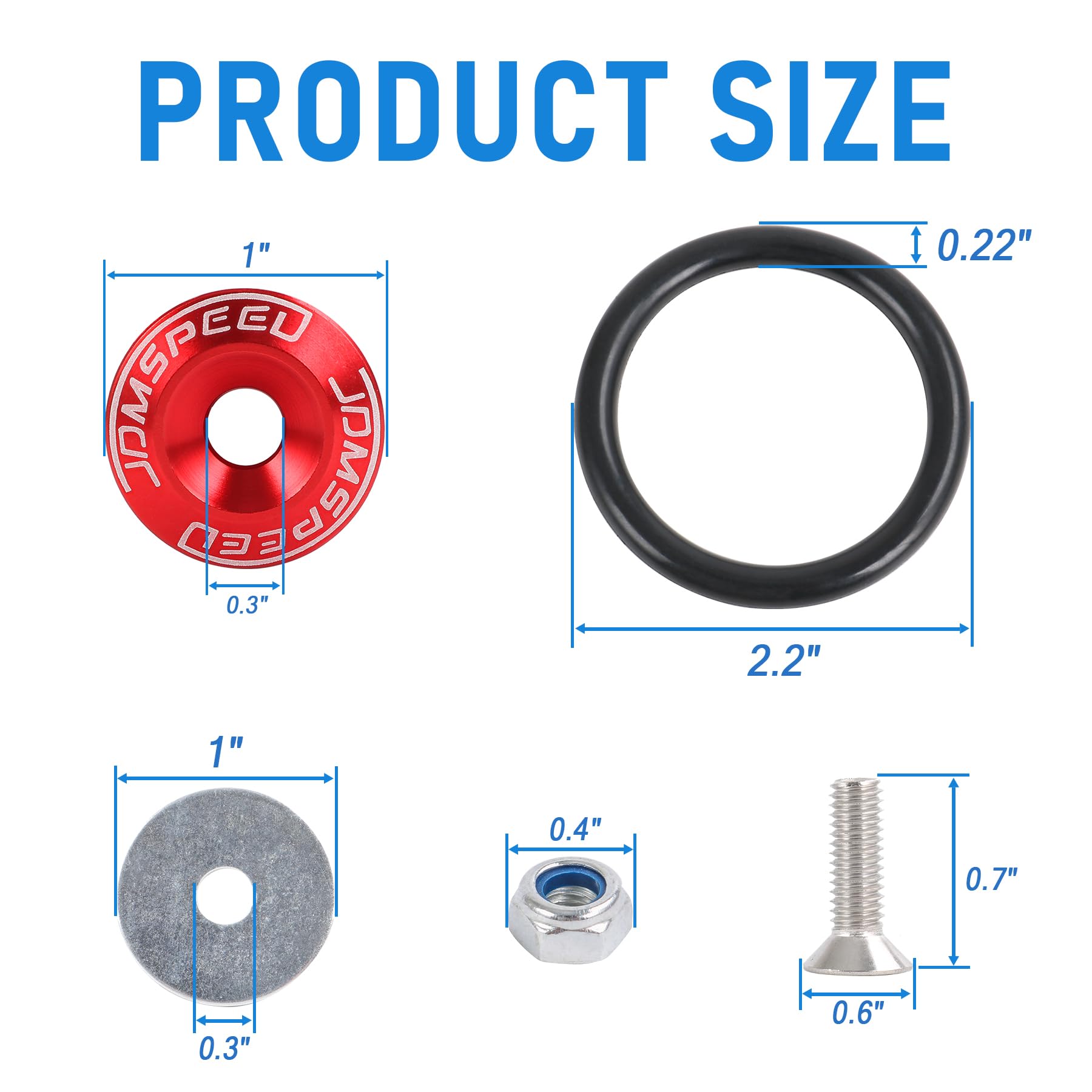 Jdmspeed Red Universal Cnc Billet Bumper Trunk Quick Release Fastener Kit