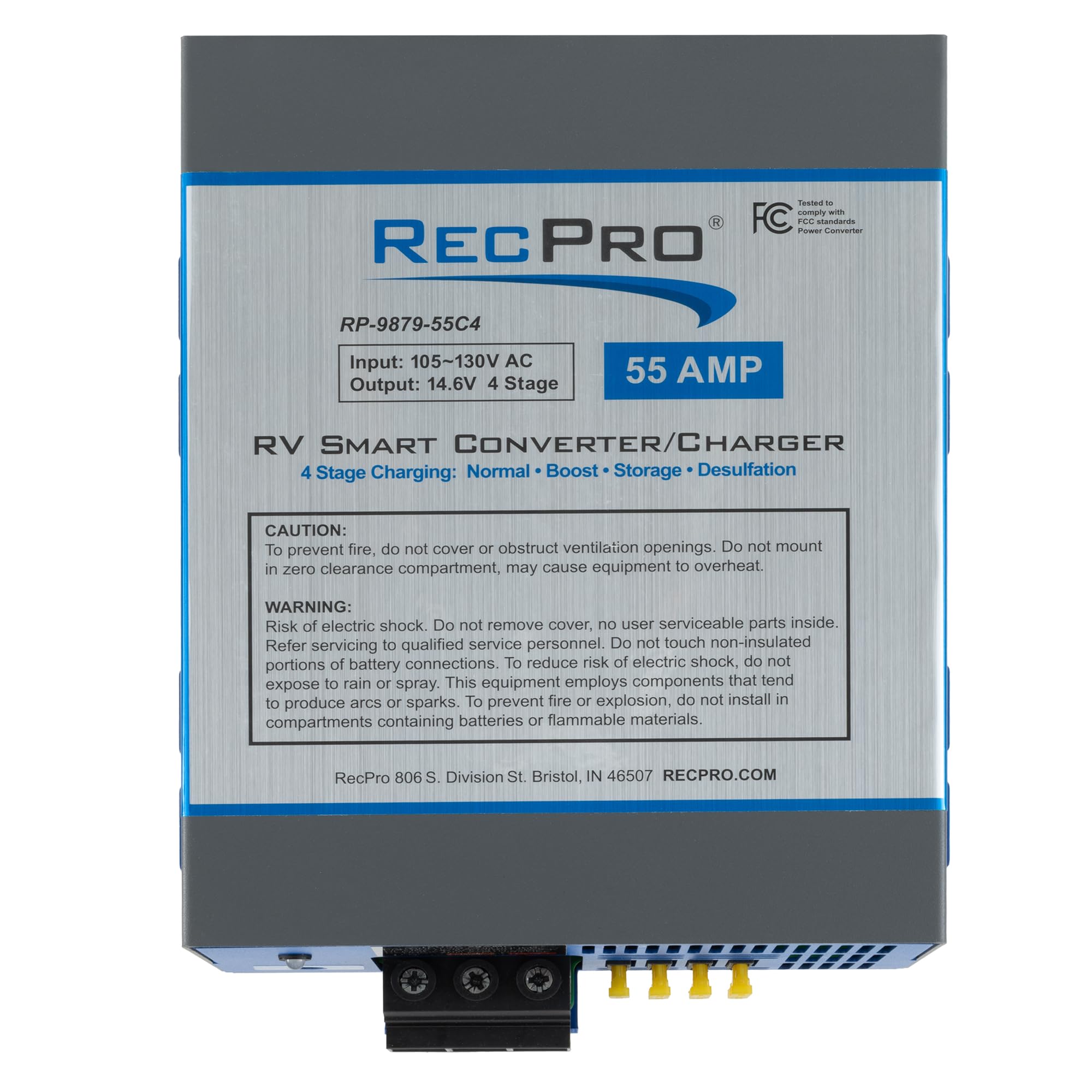 Recpro Rv Converter 55 Amp | Rv Power Converter & Battery Charger | 4 Stage Smart Charging | 120Vac To 12Vdc | 13V To 16.5V Oper