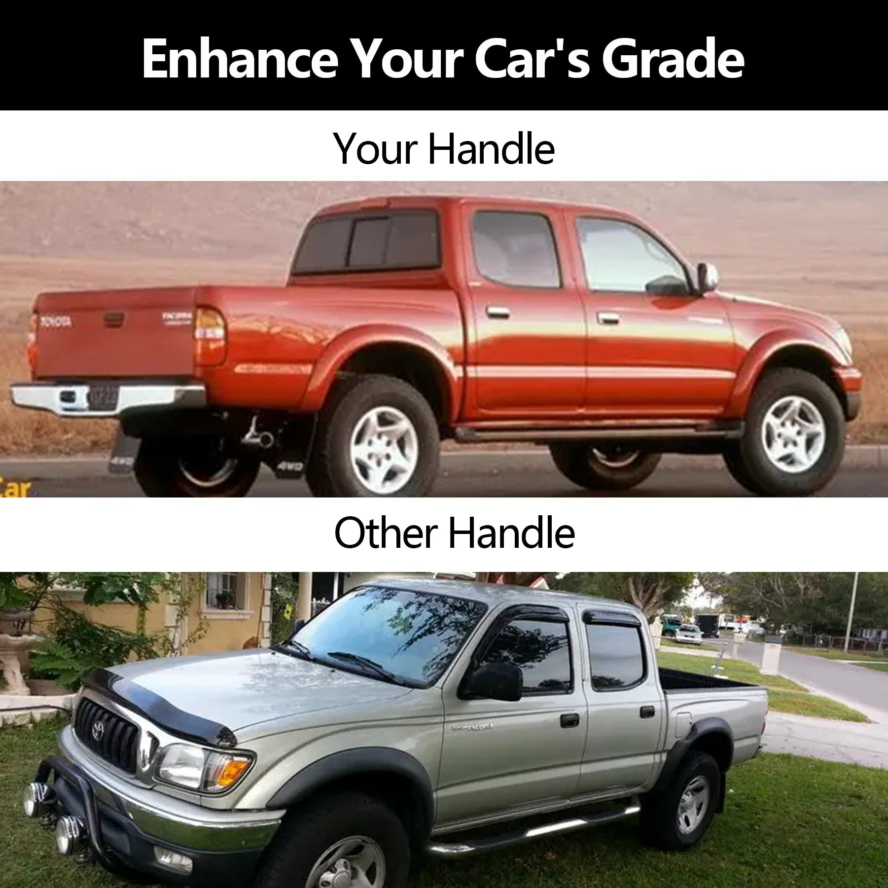 Exterior Door Handle, Compatible with 1995-2004 Toyota Tacoma, 2004-2012 Toyota Hilux, Chrome Front Outside Left Driver & Right