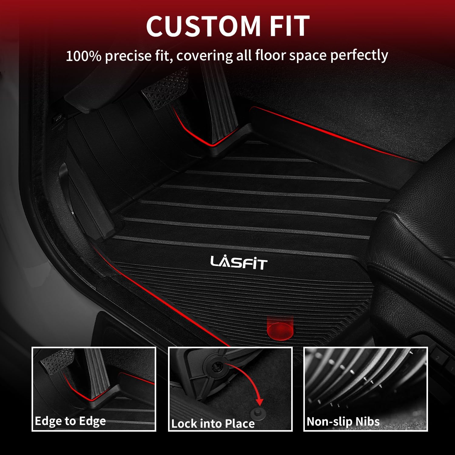 Lasfit Floor Mats Fit For Bmw X3 2018-2024/ Bmw X4 2019-2024, Custom Fit Tpe All Weather Waterproof Floor Liners Front & Rear Ro