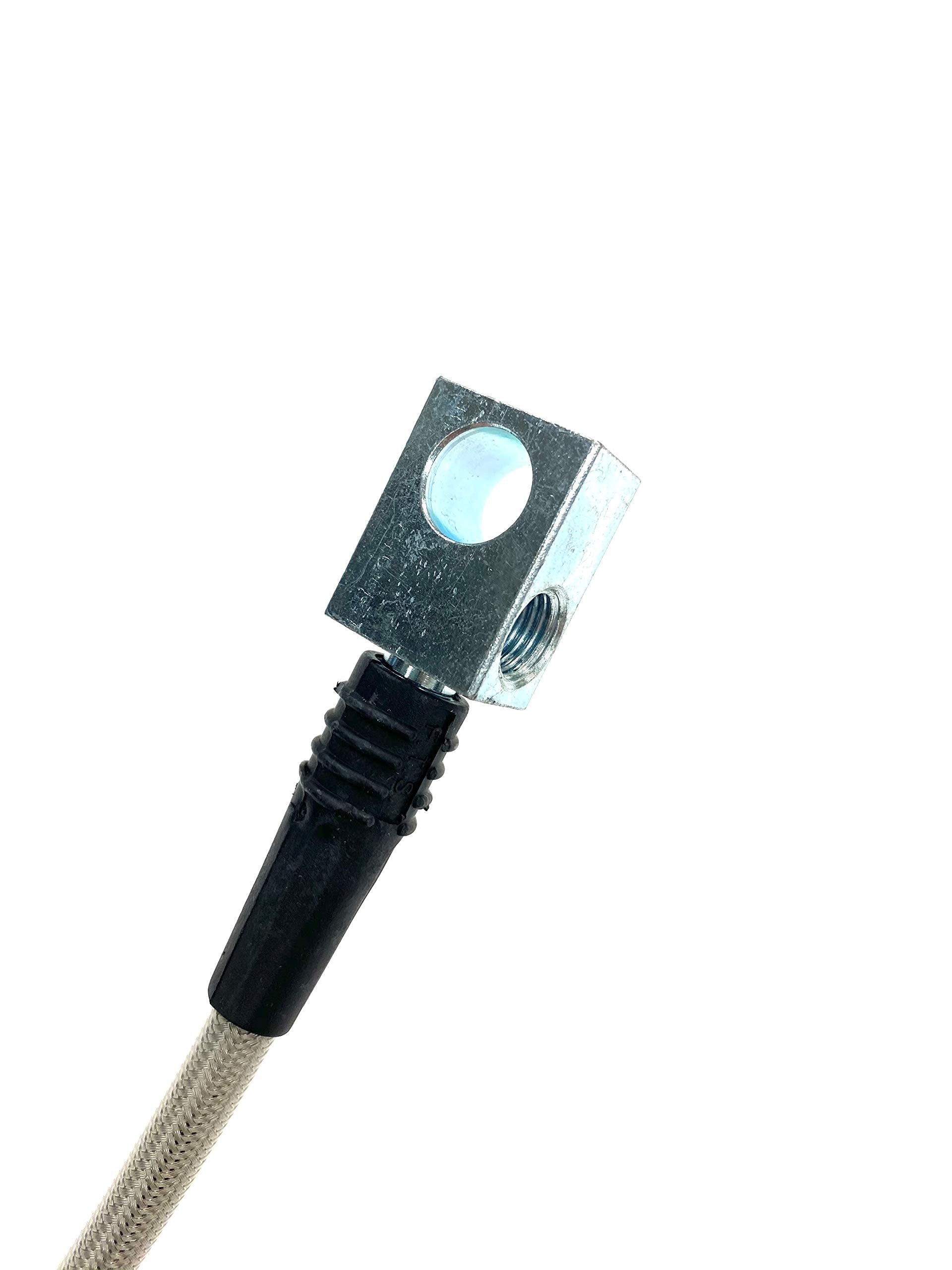 The Stop Shop Universal Rear Braided Ss Brake Hose, 14 Inches Long With Mouting Block