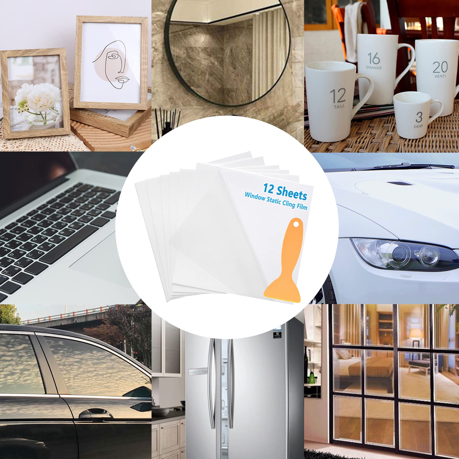 Car Window Clings, Car Windshield Sticker Applicator Windshield Sticker Cling Film Clear Window Static Cling Film Decals For Car