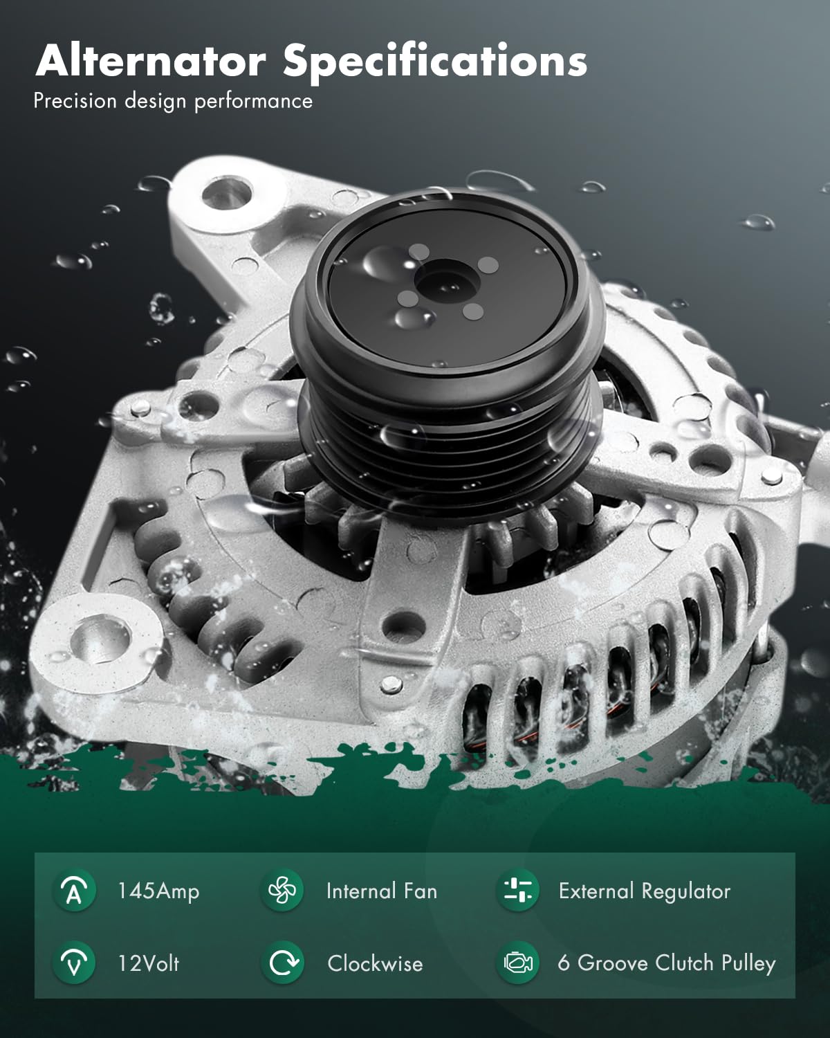 SCITOO Alternator Fits for Chrysler Pacifica 2004-2006 V6 3.5L - 12V 145Amp CW 6 Groove Clutch Pulley, Replace OE 11063 AND0312