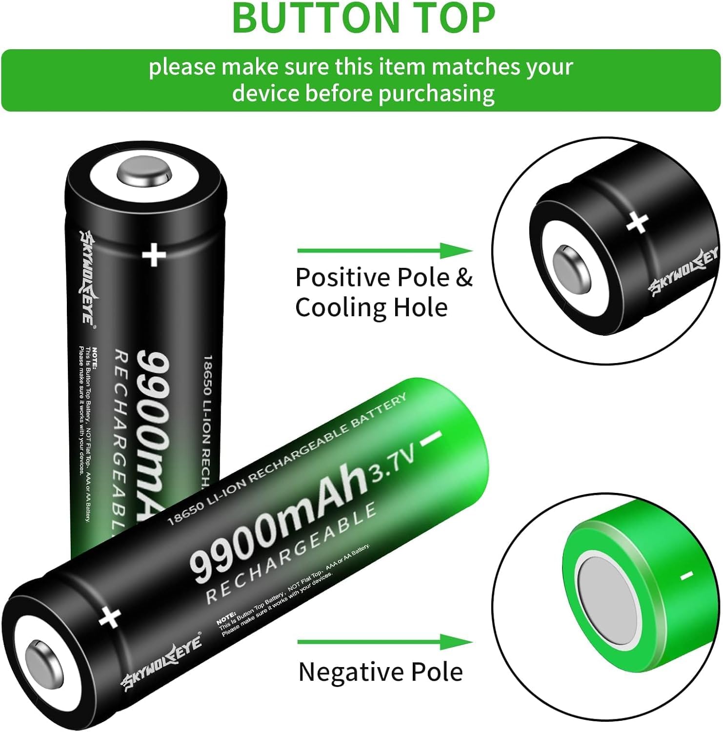 2 Pack 18650 Rechargeable Battery 9900mAh With 18650 Battery Charger,Universal Charger Single Slot for 3.7V Rechargeable Batteri