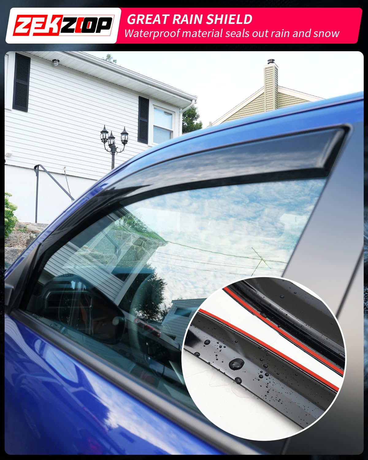 Zekzoop Visor Rain Guards Compatible with 2024 2025 Toyota Tacoma Front and Rear in-Channel Window Visors Wind Deflectors Weathe