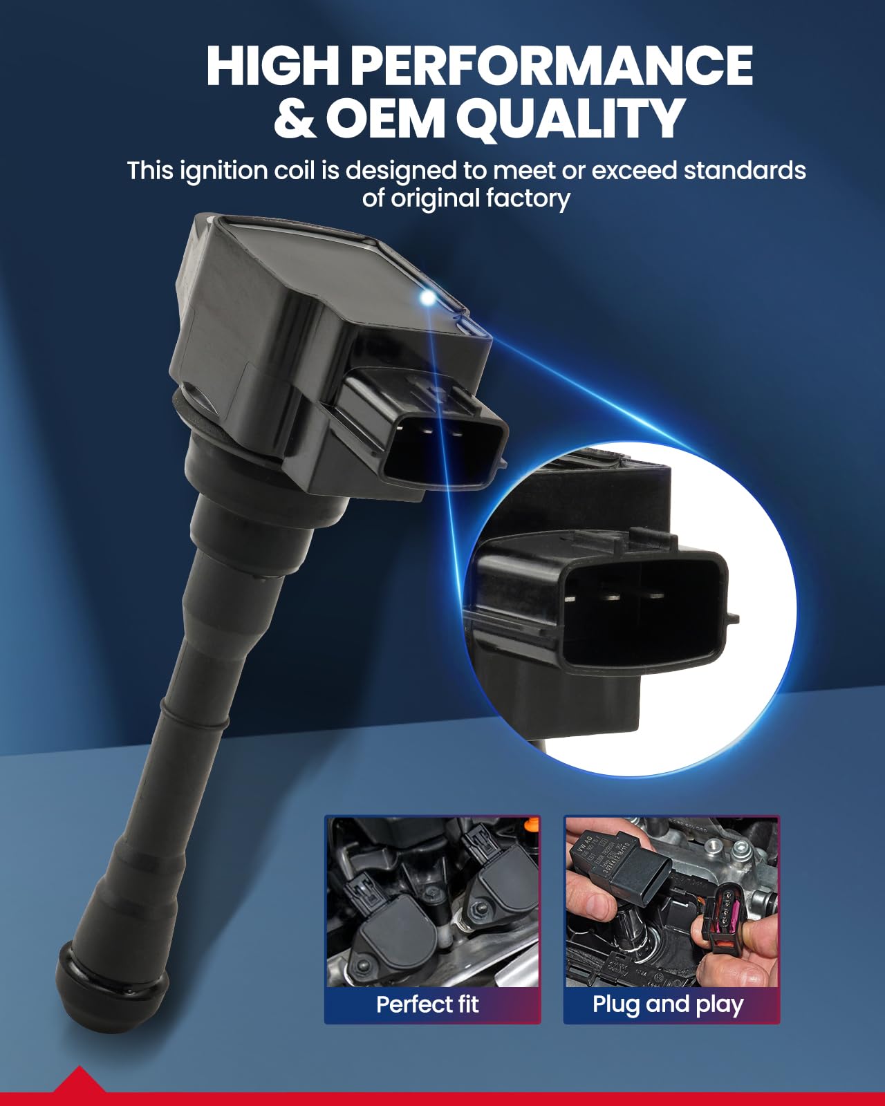 KAX UF659 Ignition Coil 4 Packs Fit for Rogue Sport 2017 2018 2019 2020 2021, Juke 2011-2017, Sentra 2019-2019, Sentra 2017-2017