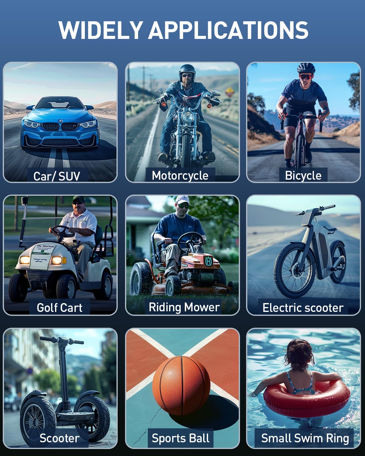 Tire Inflator Portable Air Compressor,150 Psi Bike Tire Pump - Compact Air Pump For Car Tires,Bicycle,Motorcycle,Ball,Rechargeab