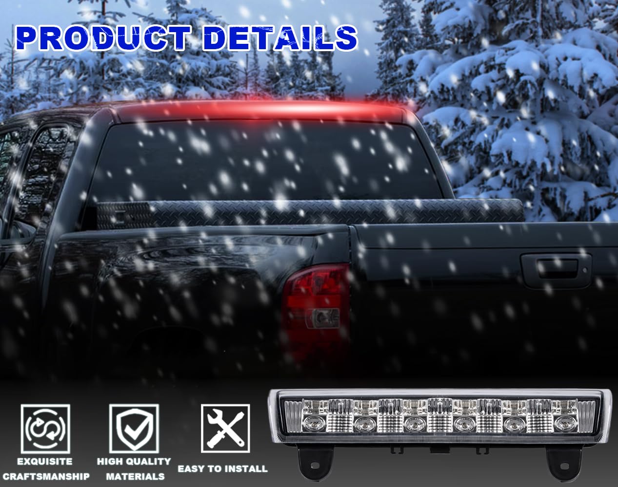 Pit66 Led 3Rd Brake Light, Compatible With Chevy Silverado/Gmc Sierra 1500 2500Hd 3500Hd 2014-2018 Rear High Mount Stop Parking