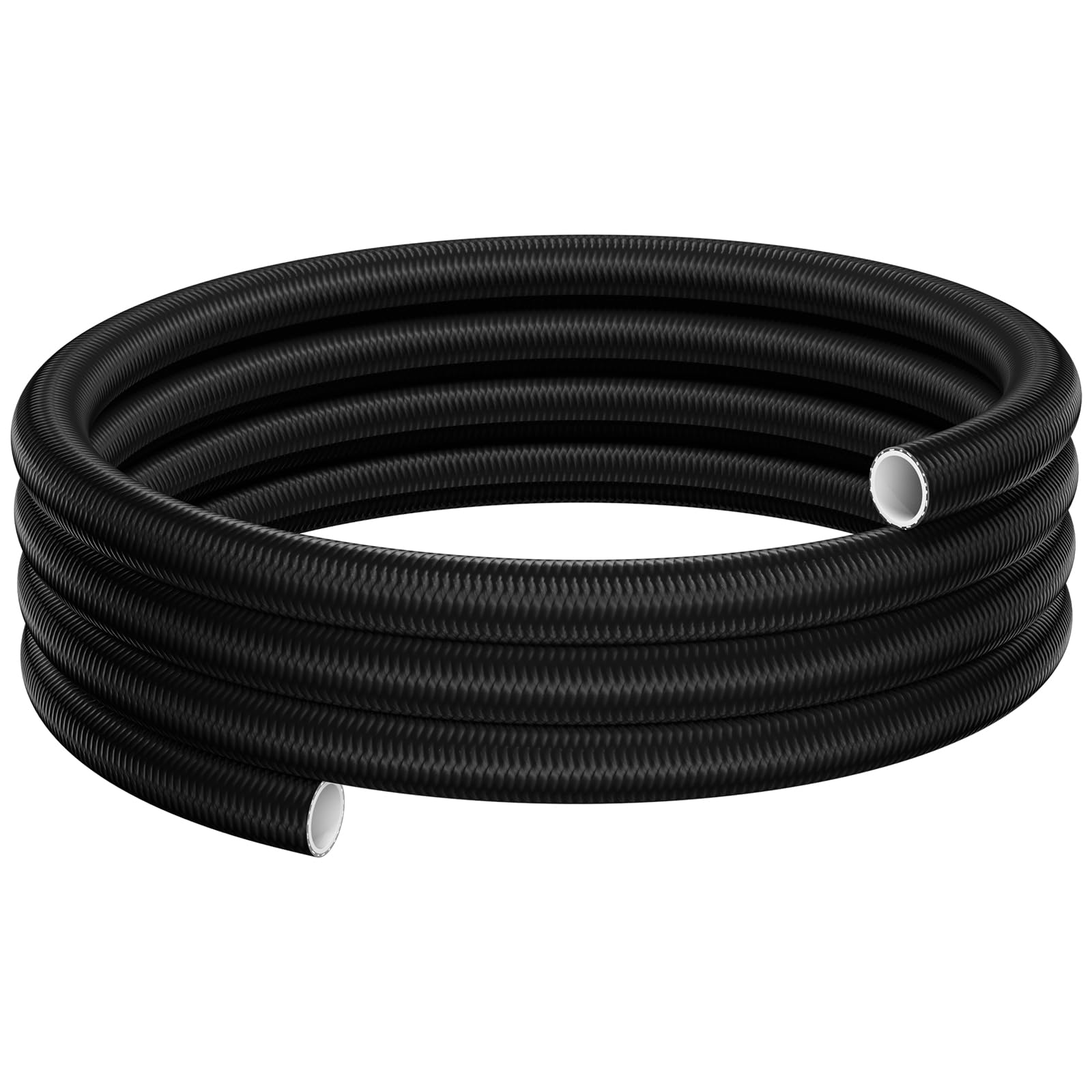POHIR 6AN Fuel Hose Line PTFE 8FT, AN6 Fuel Feed Hose 5/16 Inch ID, Nylon with Stainless Steel Braided for E85 Gasoline Biodiese