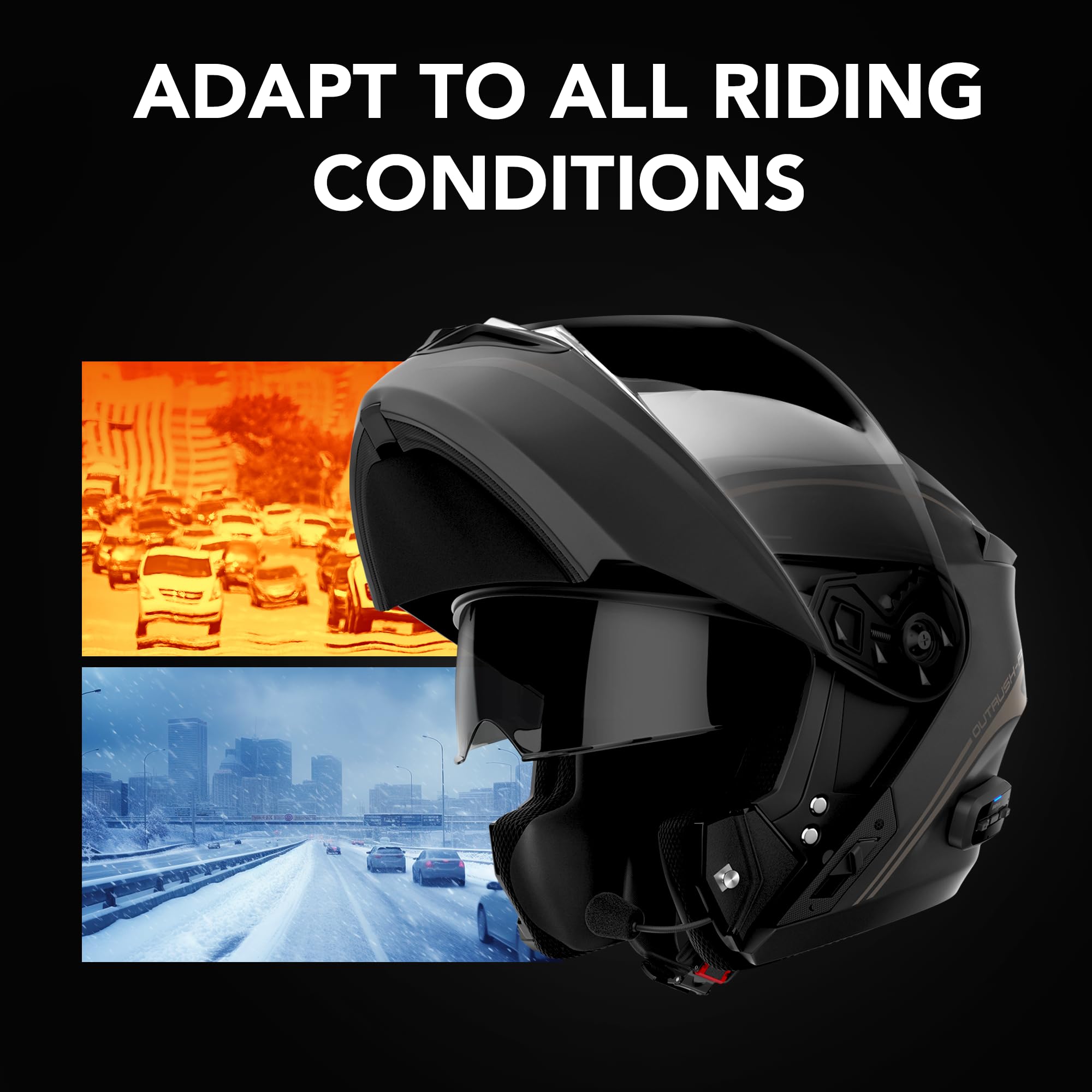 Sena Outrush R Bluetooth Modular Motorcycle Helmet With Intercom System (Gloss White, S)