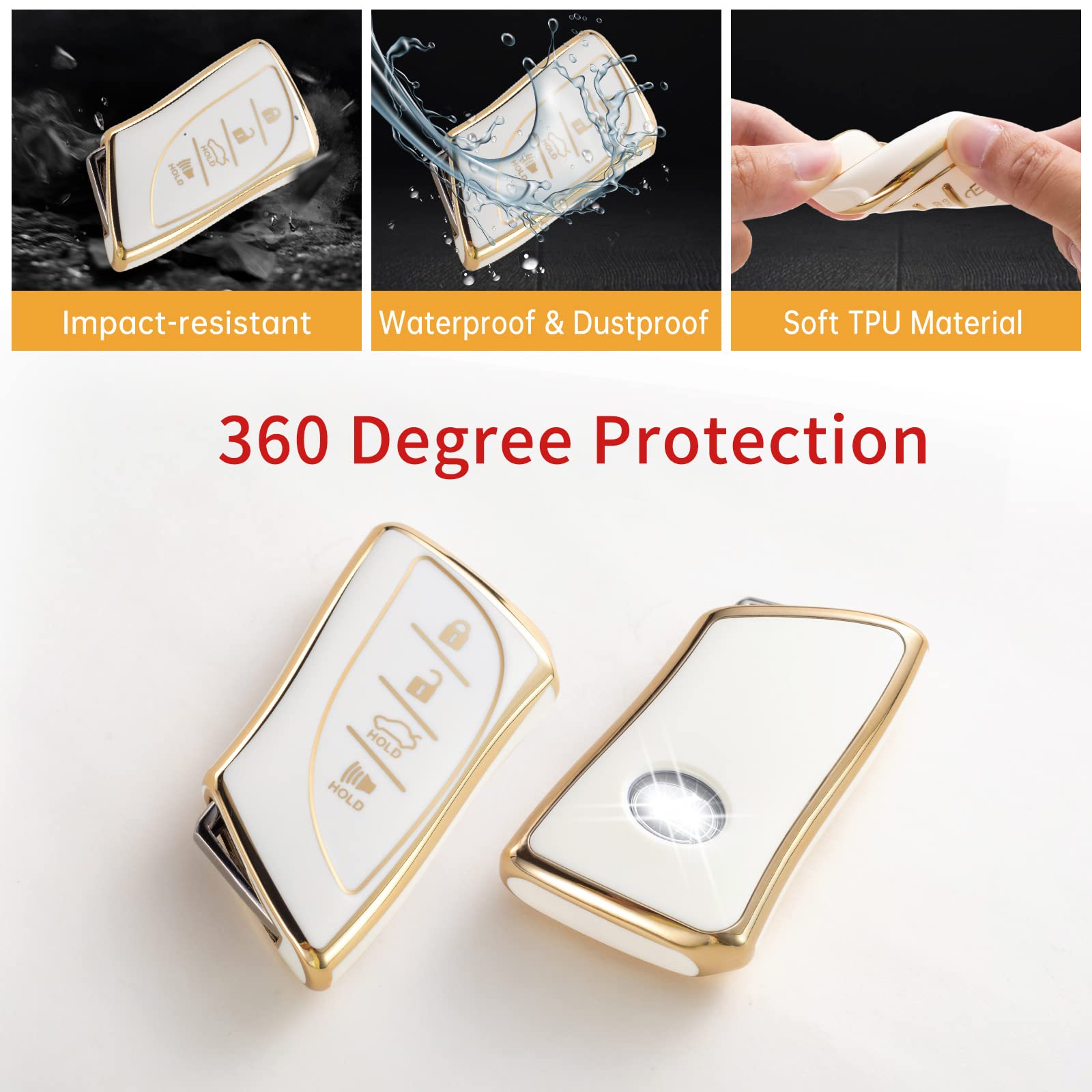 Gematay For Lexus Key Fob Cover, Key Case Shell Compatible With Lexus Es350 Es300H Ux200 Ls500 Ls500H Lc500 Lc500H Smart Key Pro