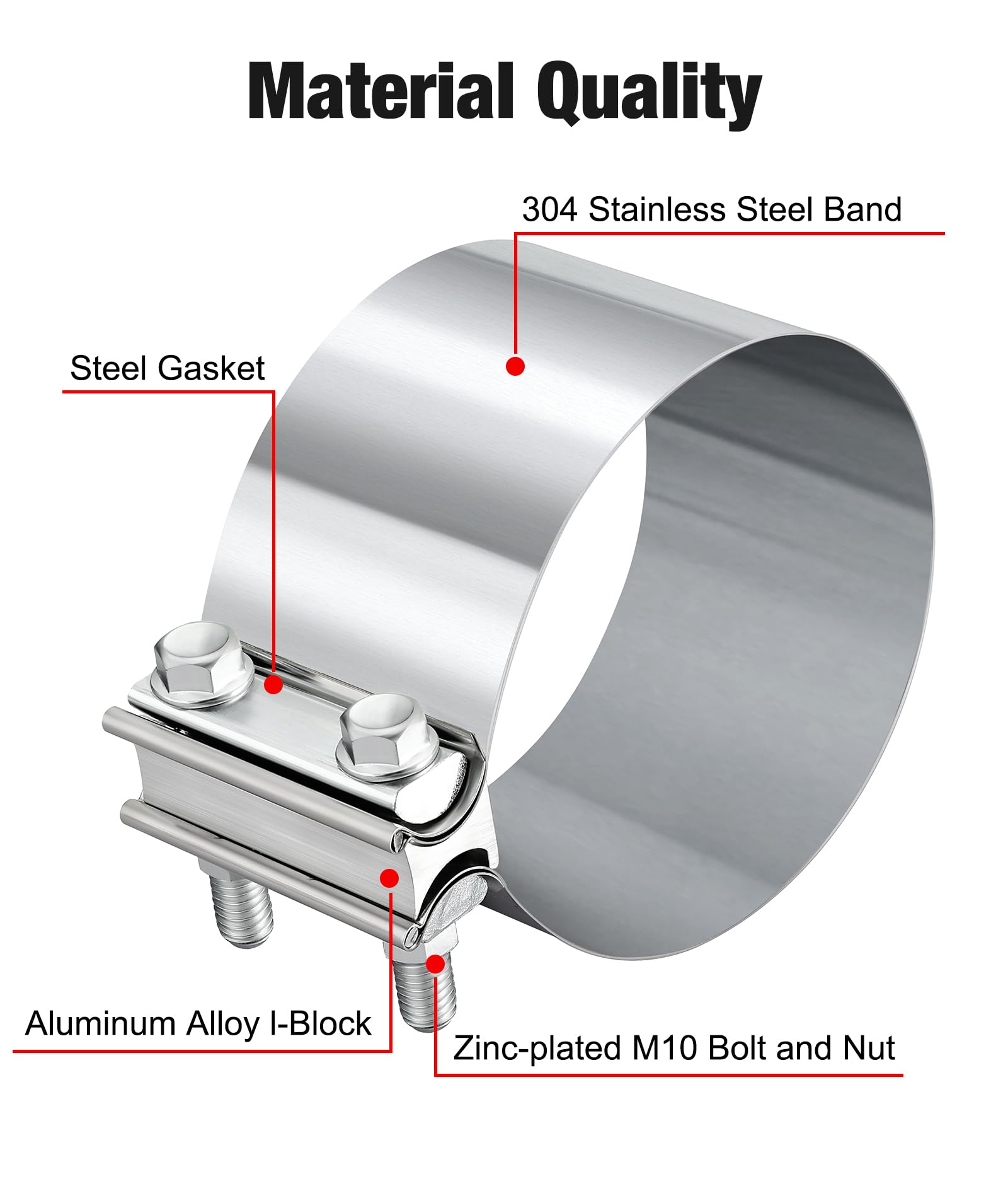 Evil Energy 4.0 Inch Exhaust Clamp,Butt Joint Band Clamp Sleeve Coupler Stainless Steel For Pipes,Mufflers,Catalytic Converters