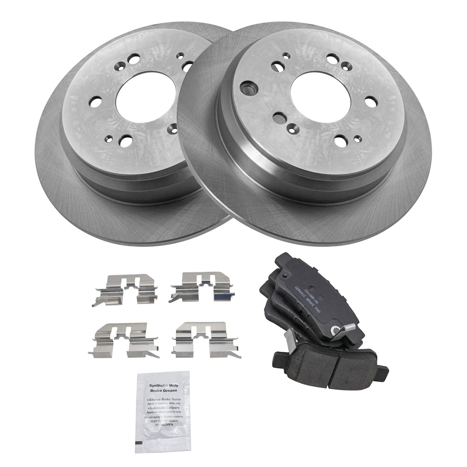 TRQ Rear Brake Pad & Rotor Kit Brake Pads Brake Rotor Ceramic Compatible with 2005-2010 Honda Odyssey