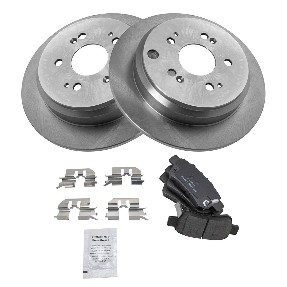 TRQ Rear Brake Pad & Rotor Kit Brake Pads Brake Rotor Ceramic Compatible with 2005-2010 Honda Odyssey