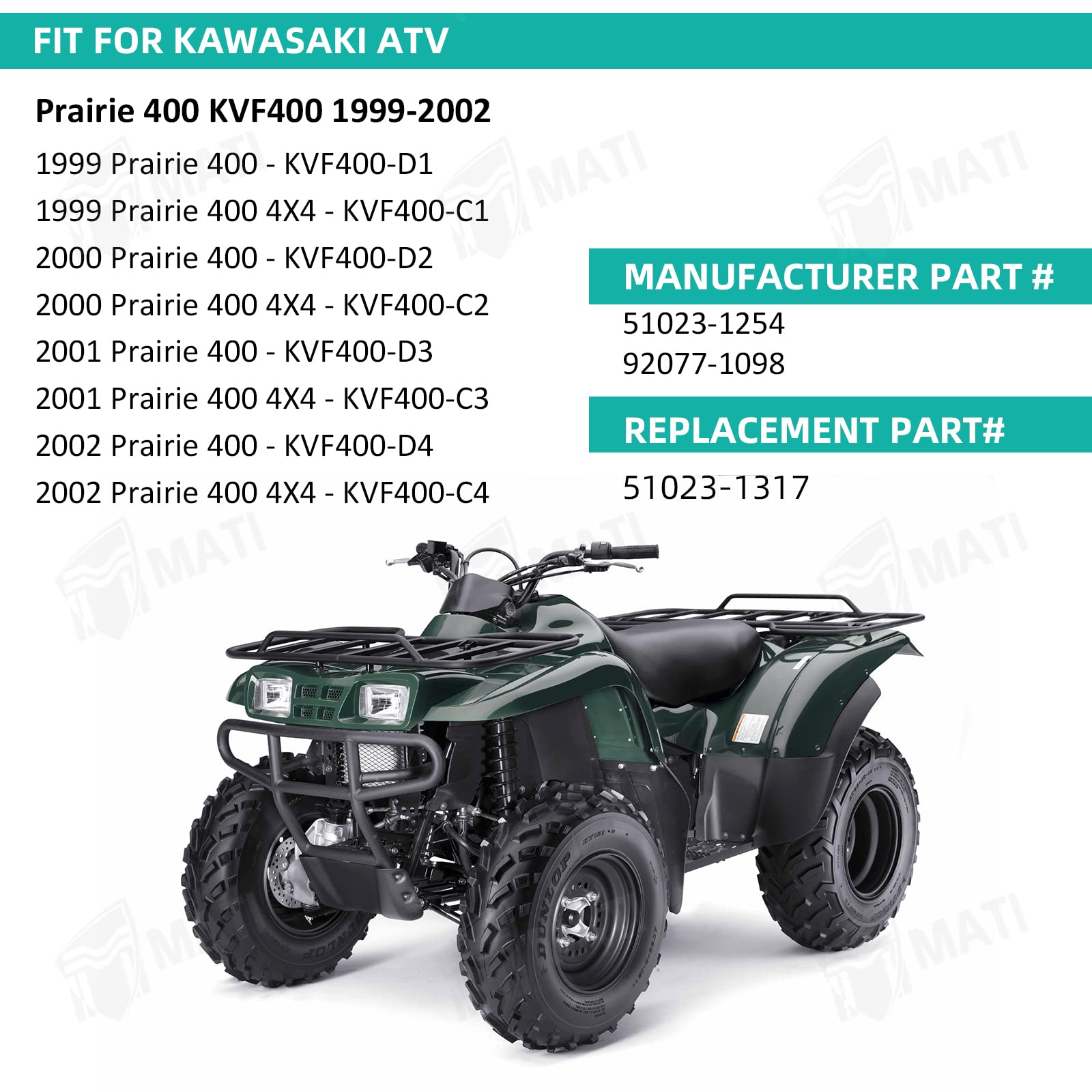 M Mati Fuel Tank Switch Valve With Lever Assy Replacement For Kawasaki Prairie 400 Kvf400 1999-2002 51023-1254 92077-109, Fuel Petcock Switch Shutoff Valve