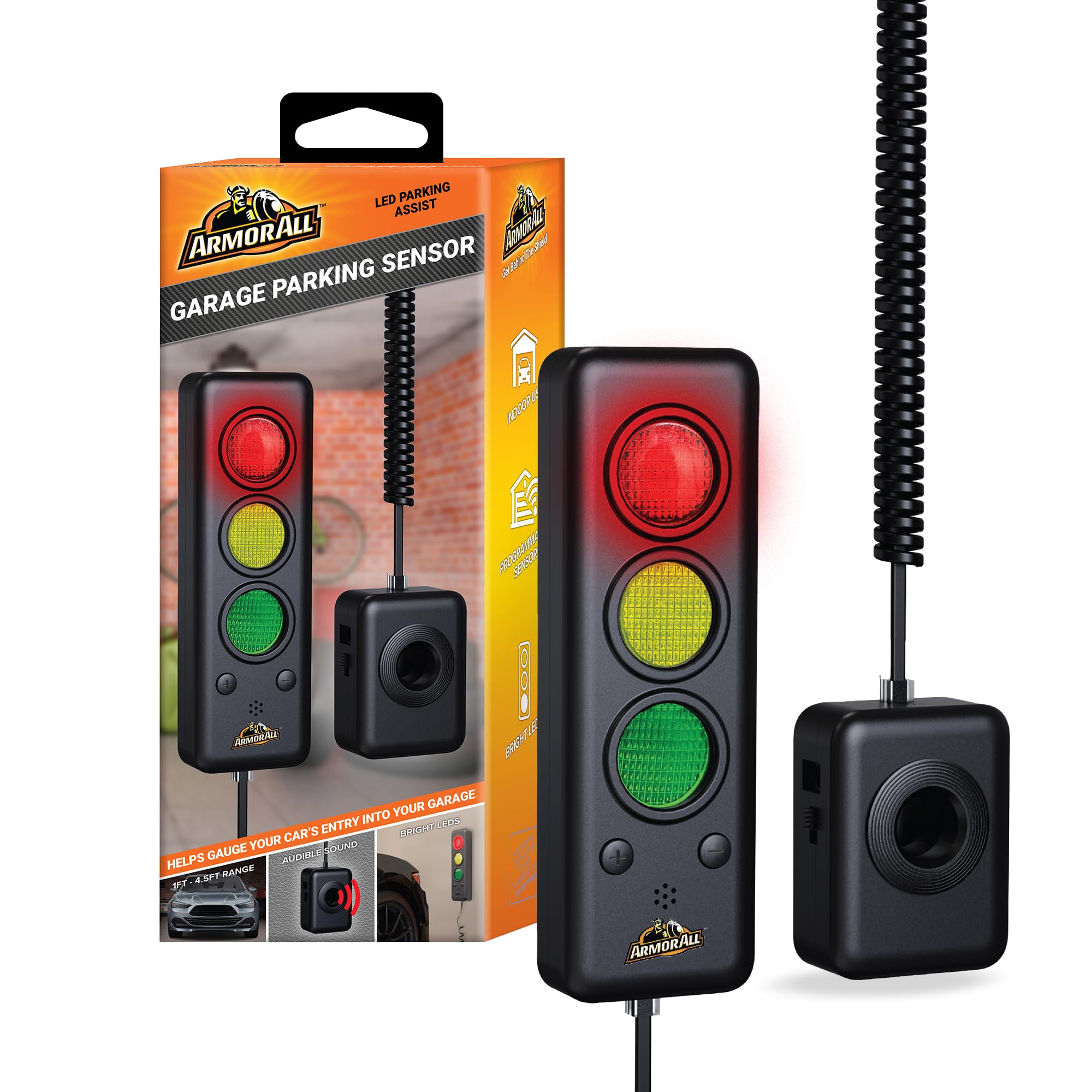 Armor All Advanced Garage Parking Aid with LED Light, Garage Parking Sensor with Color Changing Distance Indicator, Parking Sens