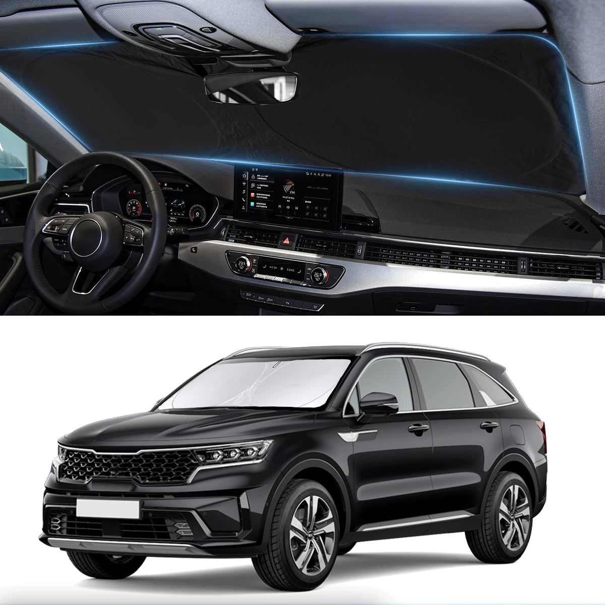 Custom Fit Sorento Windshield Sunshade For 2016-2019 2020 Kia Sorento Front Window Shades Cover For Windshield Sun Visor Protect