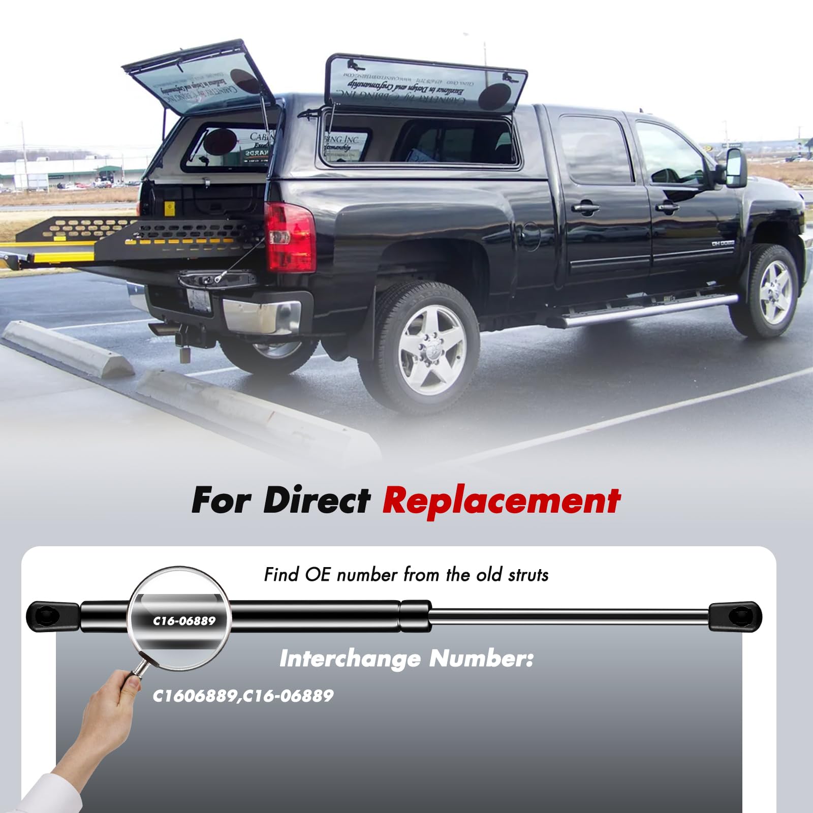 Vepagoo C16-06889 17 Inch 97Lb/431N Gas Shocks Struts For Leer Are Camper Shell Truck Topper Rear Window, Pickup Cap Canopy Door